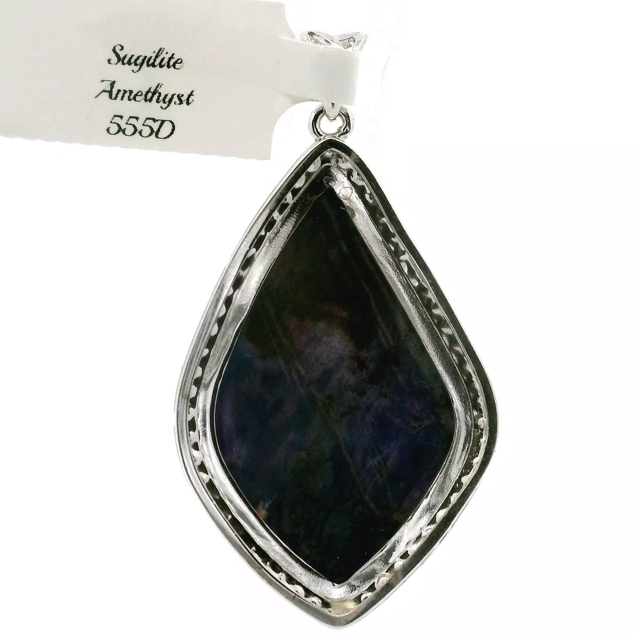 Sugilite with Amethyst Pavé Pendant .925 Silver for Intuition and Clarity