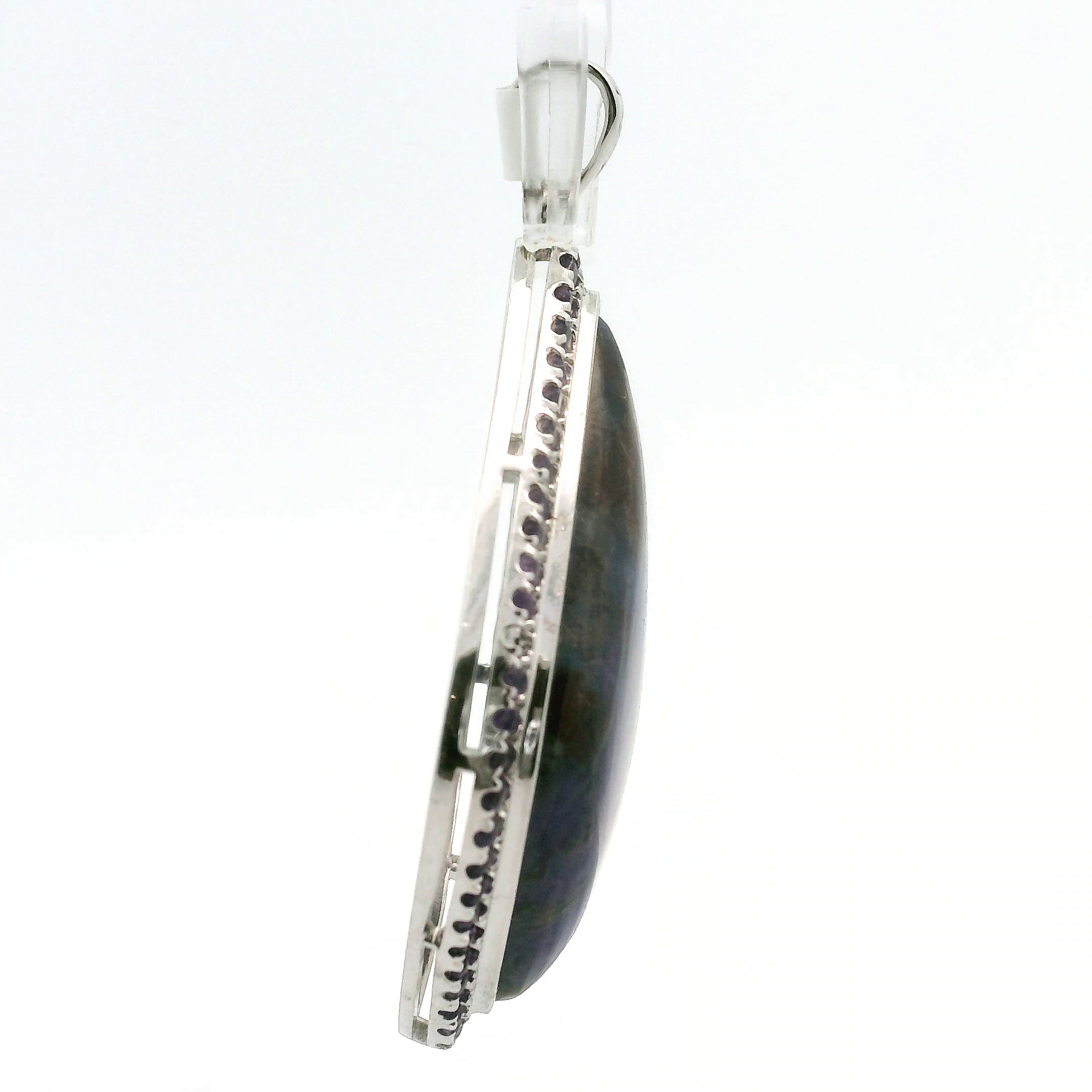 Sugilite with Amethyst Pavé Pendant .925 Silver for Intuition and Clarity