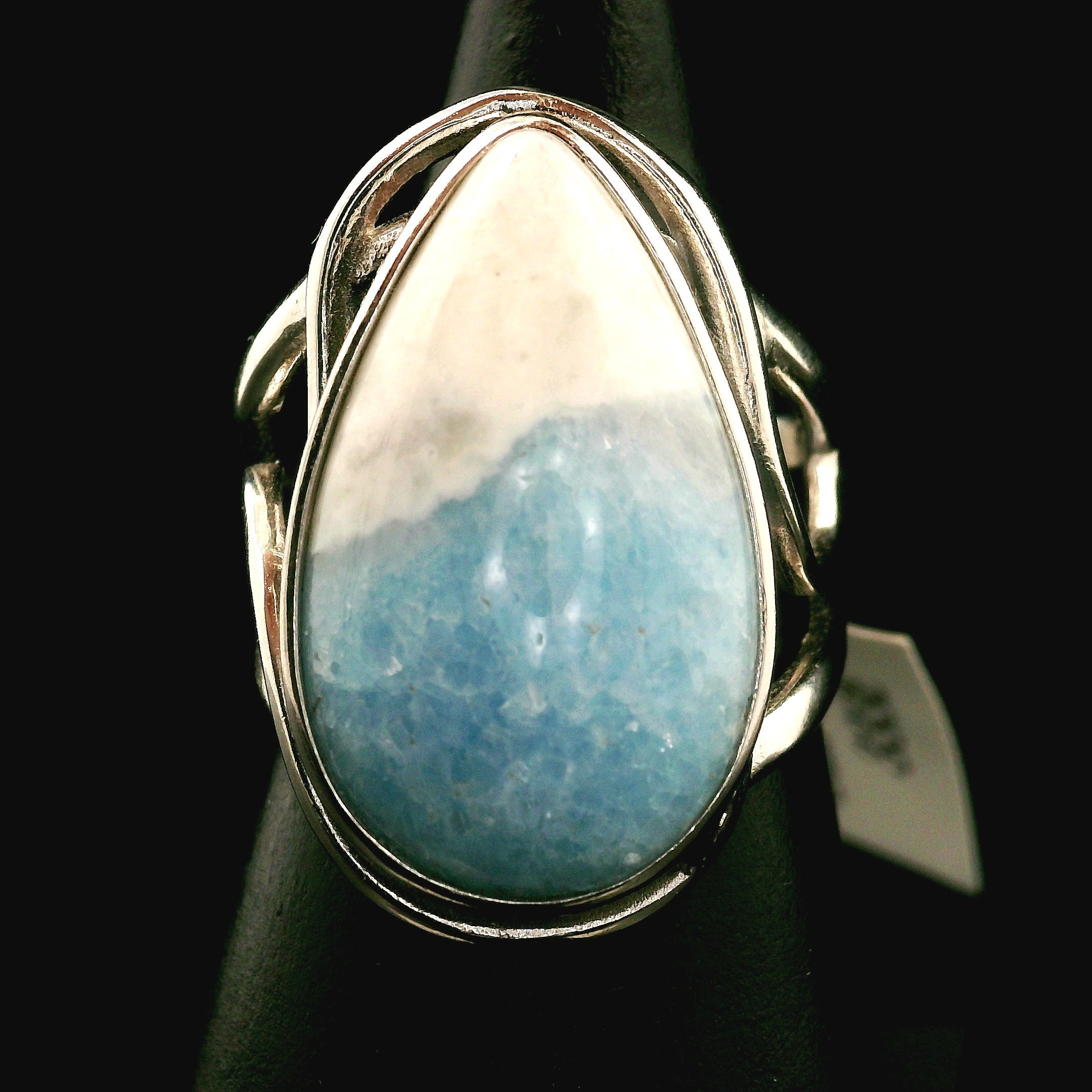 Blue Diopside (Violane) Cuff Ring .925 Silver (High Quality) for Communicating with Angels