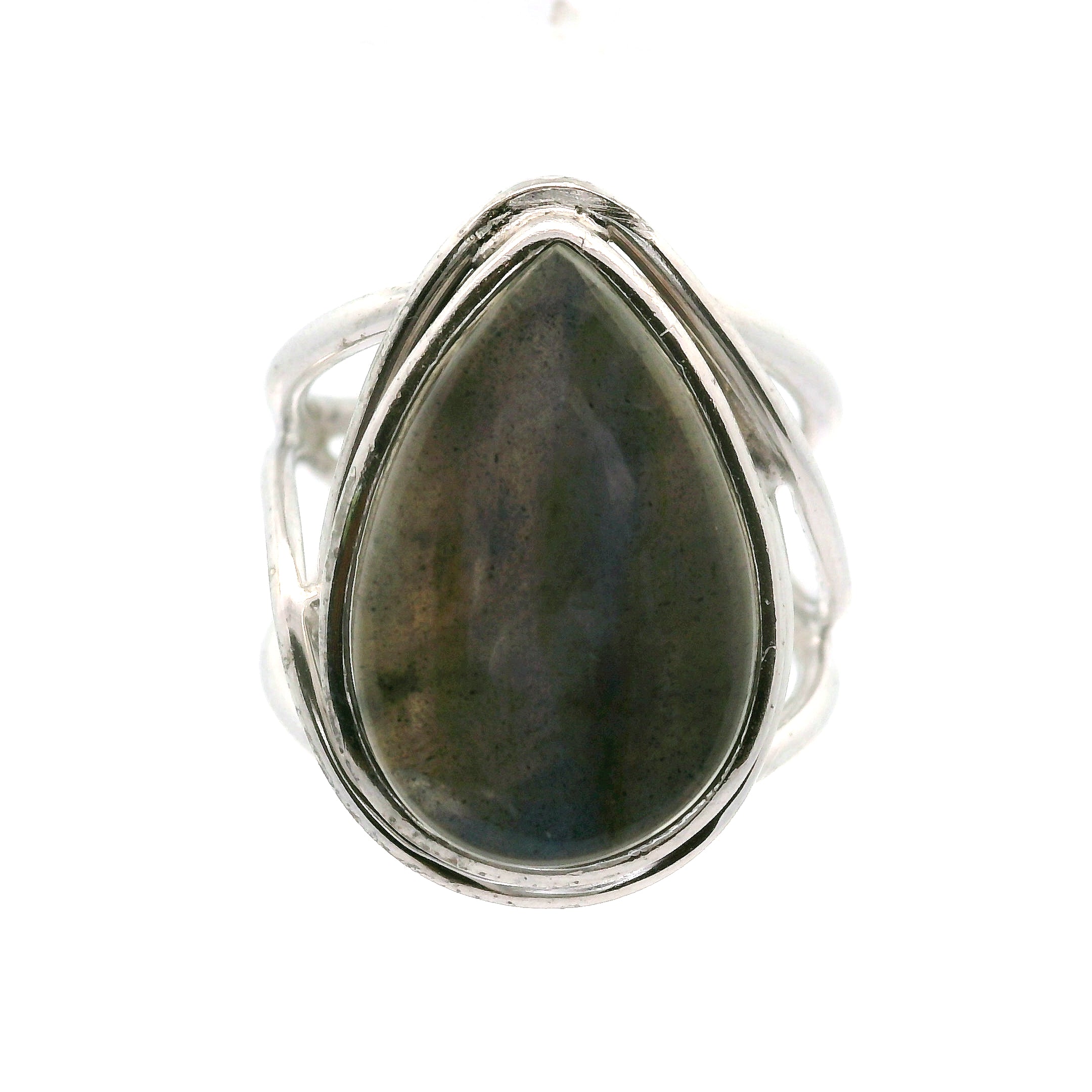 Labradorite Cuff Ring .925 Silver for Protection, Intuition and Guidance
