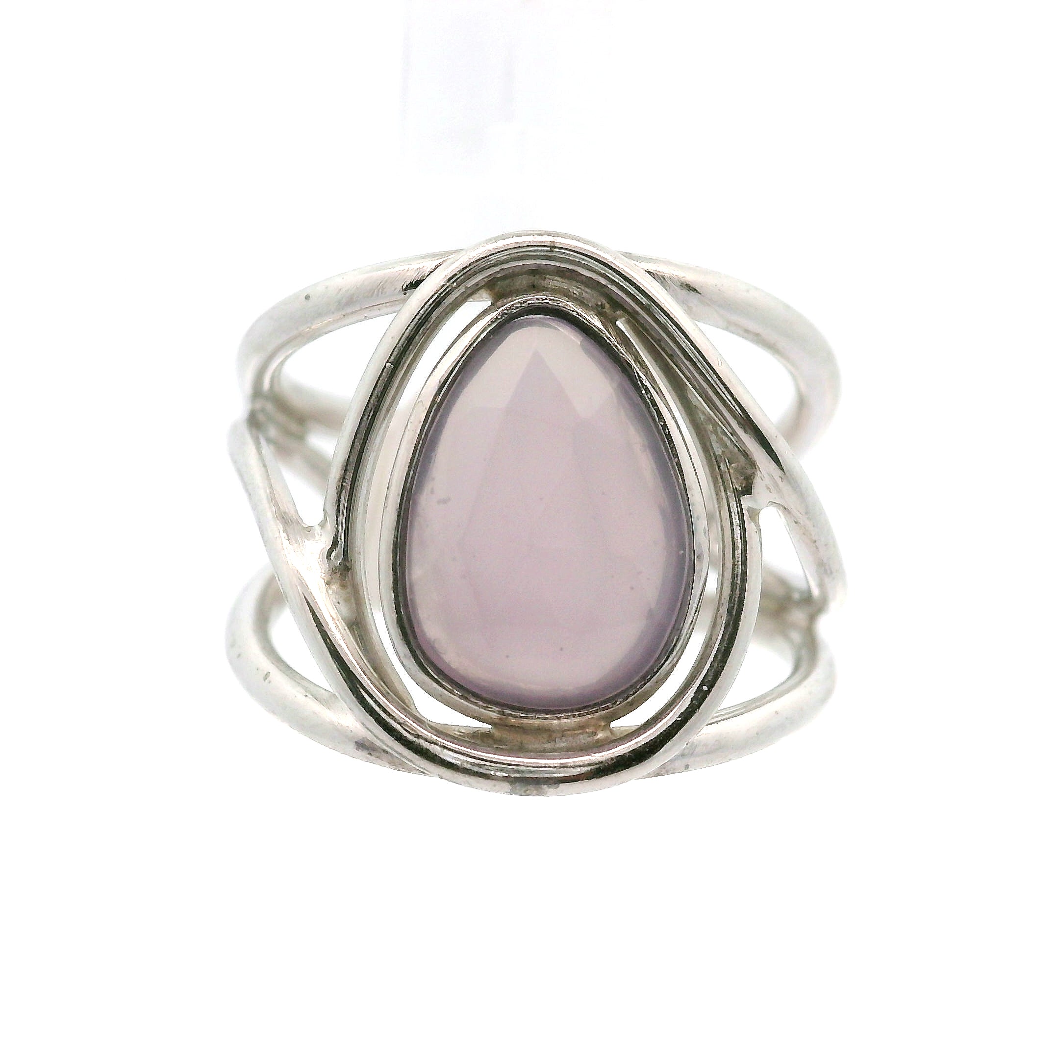 Yttrium Fluorite Cuff Ring .925 Silver for Clarity and Focus