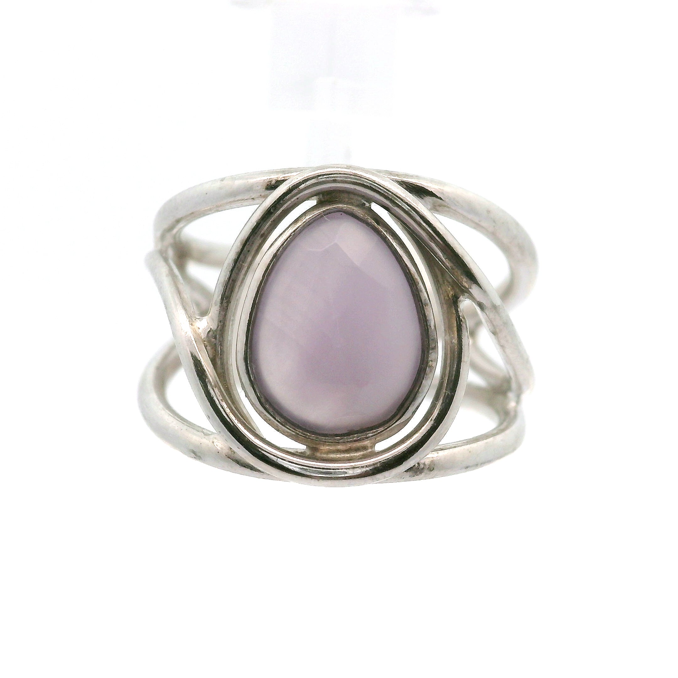 Yttrium Fluorite Cuff Ring .925 Silver for Clarity and Focus