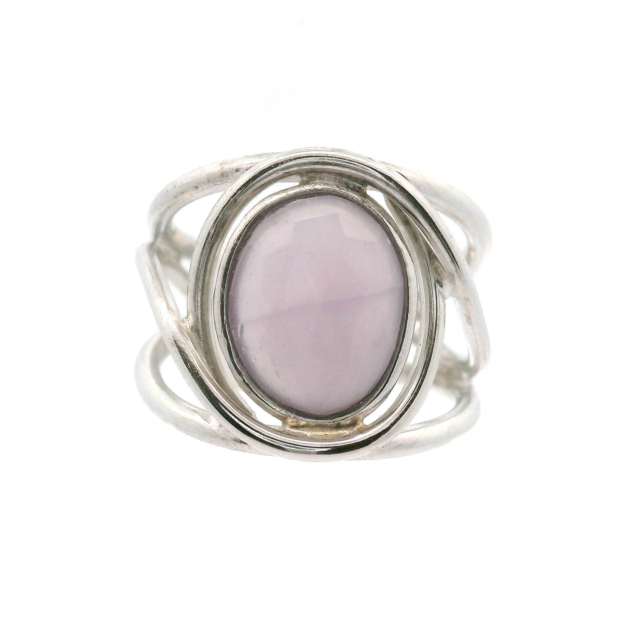 Yttrium Fluorite Cuff Ring .925 Silver for Clarity and Focus