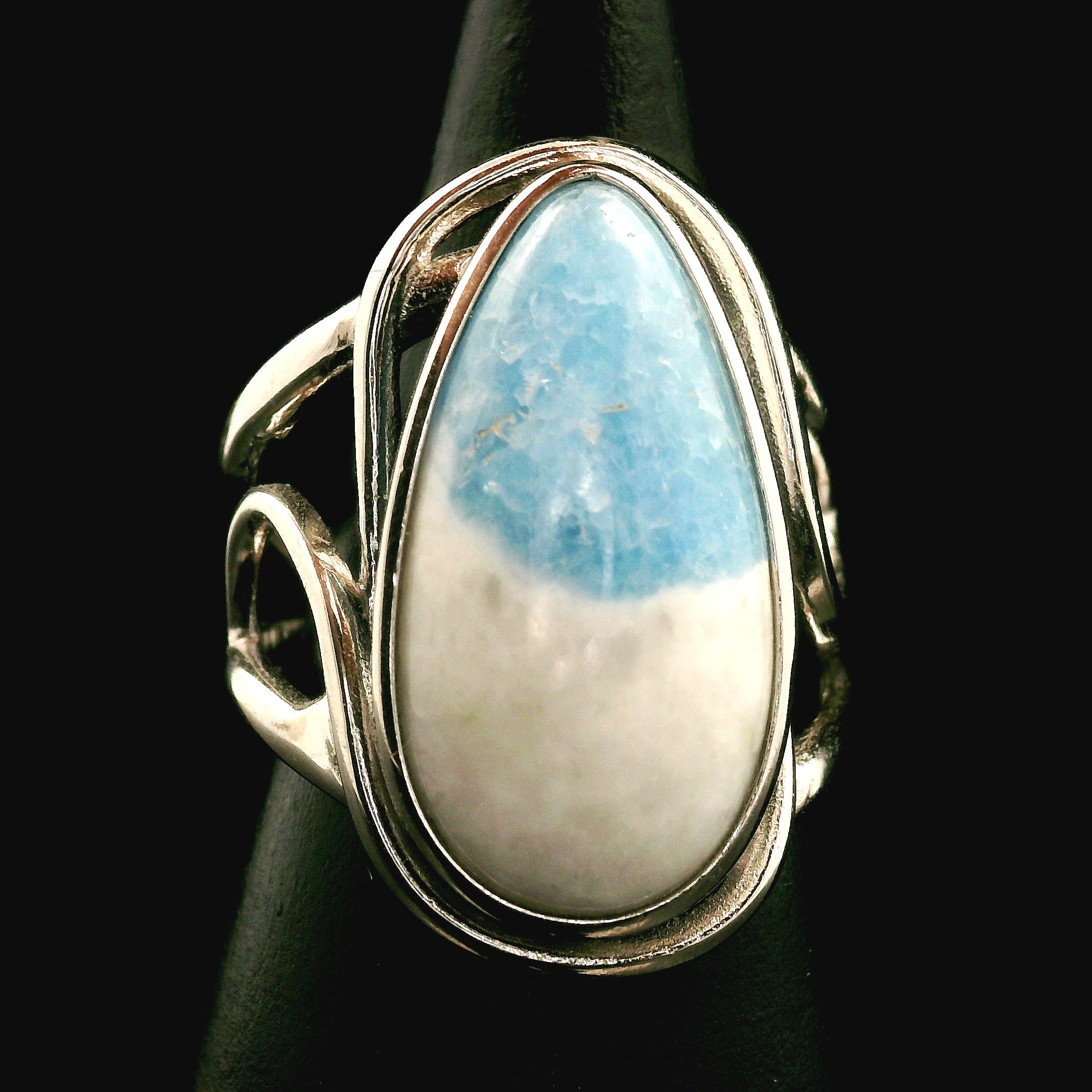 Blue Diopside (Violane) Cuff Ring .925 Silver (High Quality) for Communicating with Angels