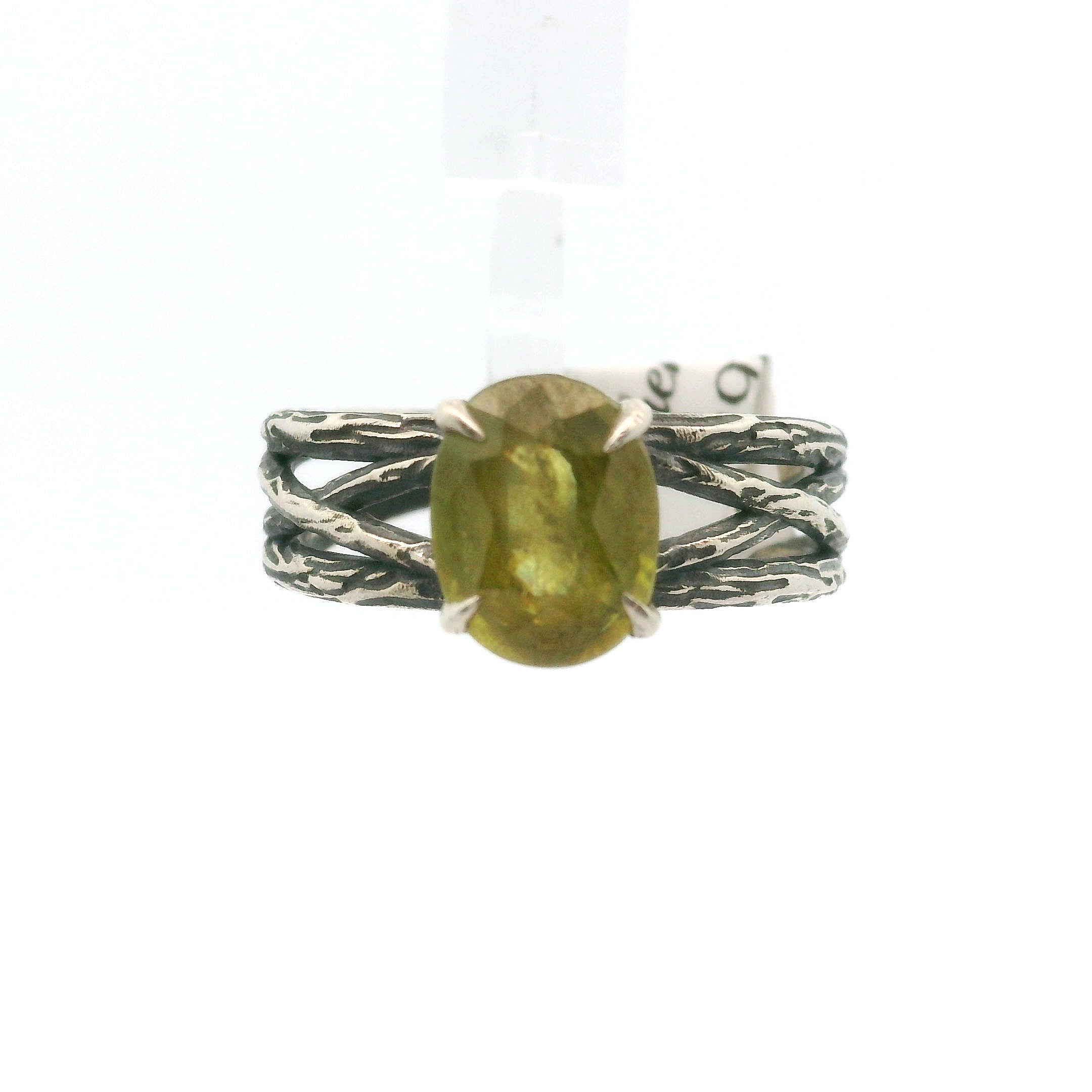 Sphene Midi Bad Witch Cuff Ring .925 Silver for Revitalizing your Life Force Energy and Accelerates Manifestations