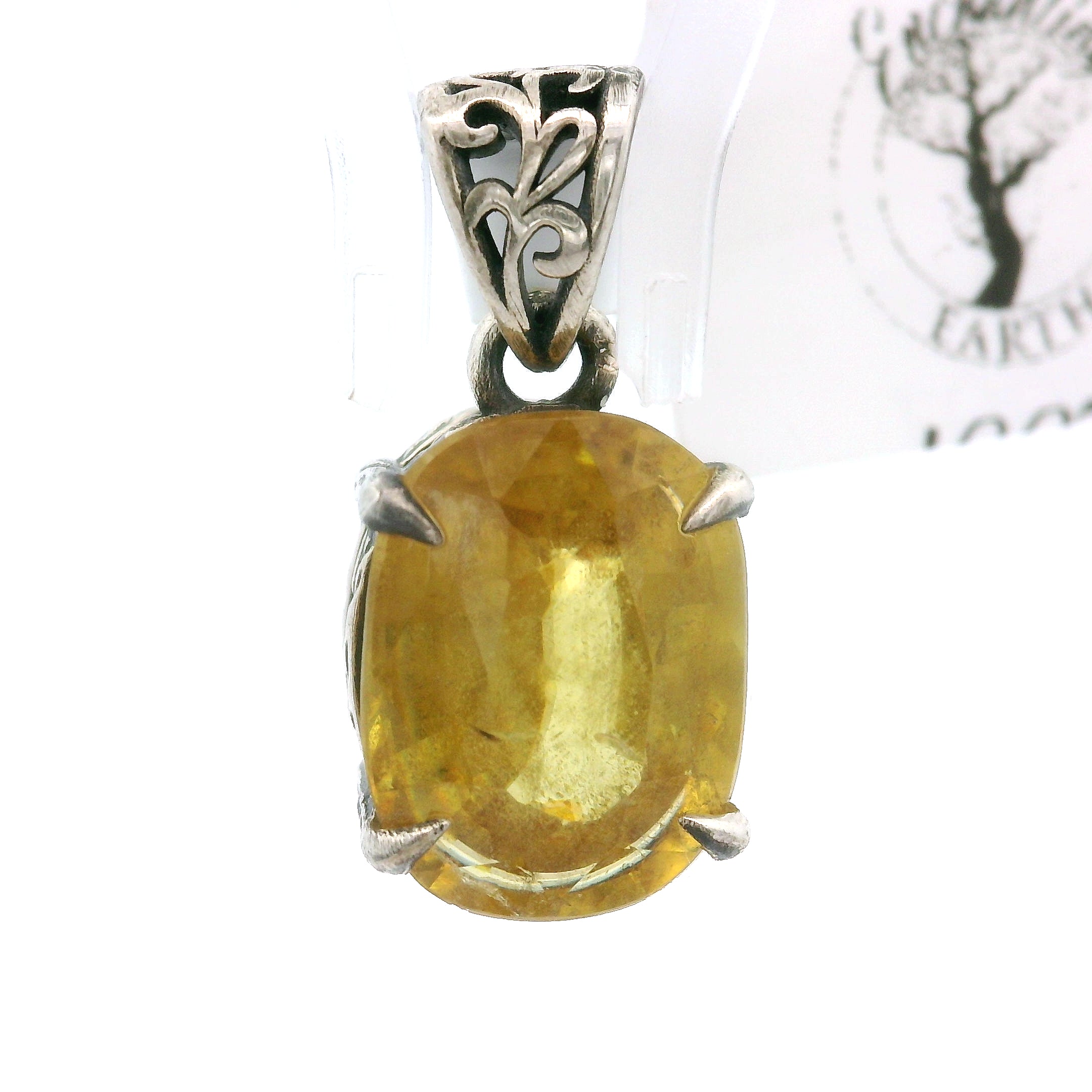 Sphene Midi Bad Witch Pendant .925 Silver for Revitalizing your Life Force Energy and Accelerates Manifestations