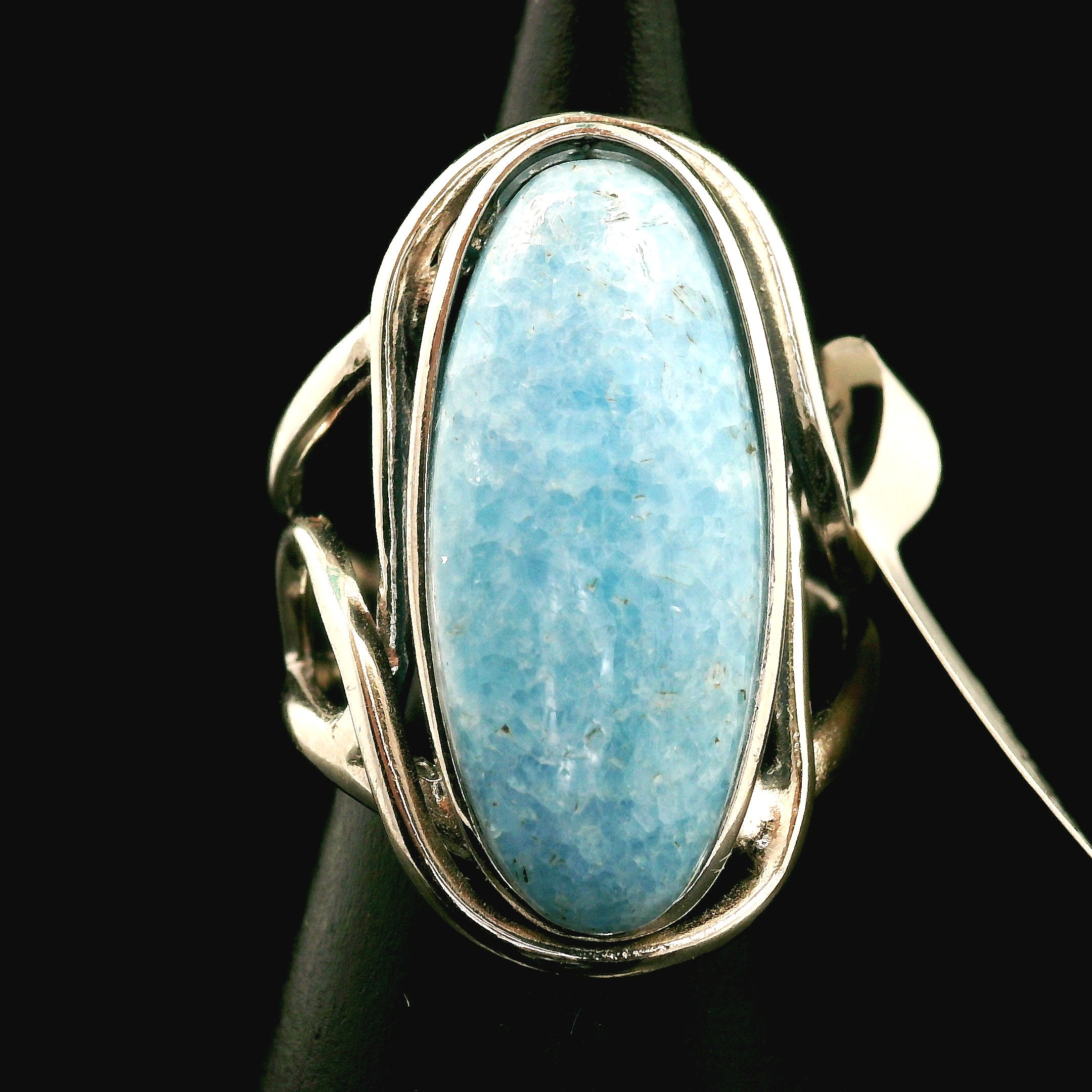 Blue Diopside (Violane) Cuff Ring .925 Silver (High Quality) for Communicating with Angels