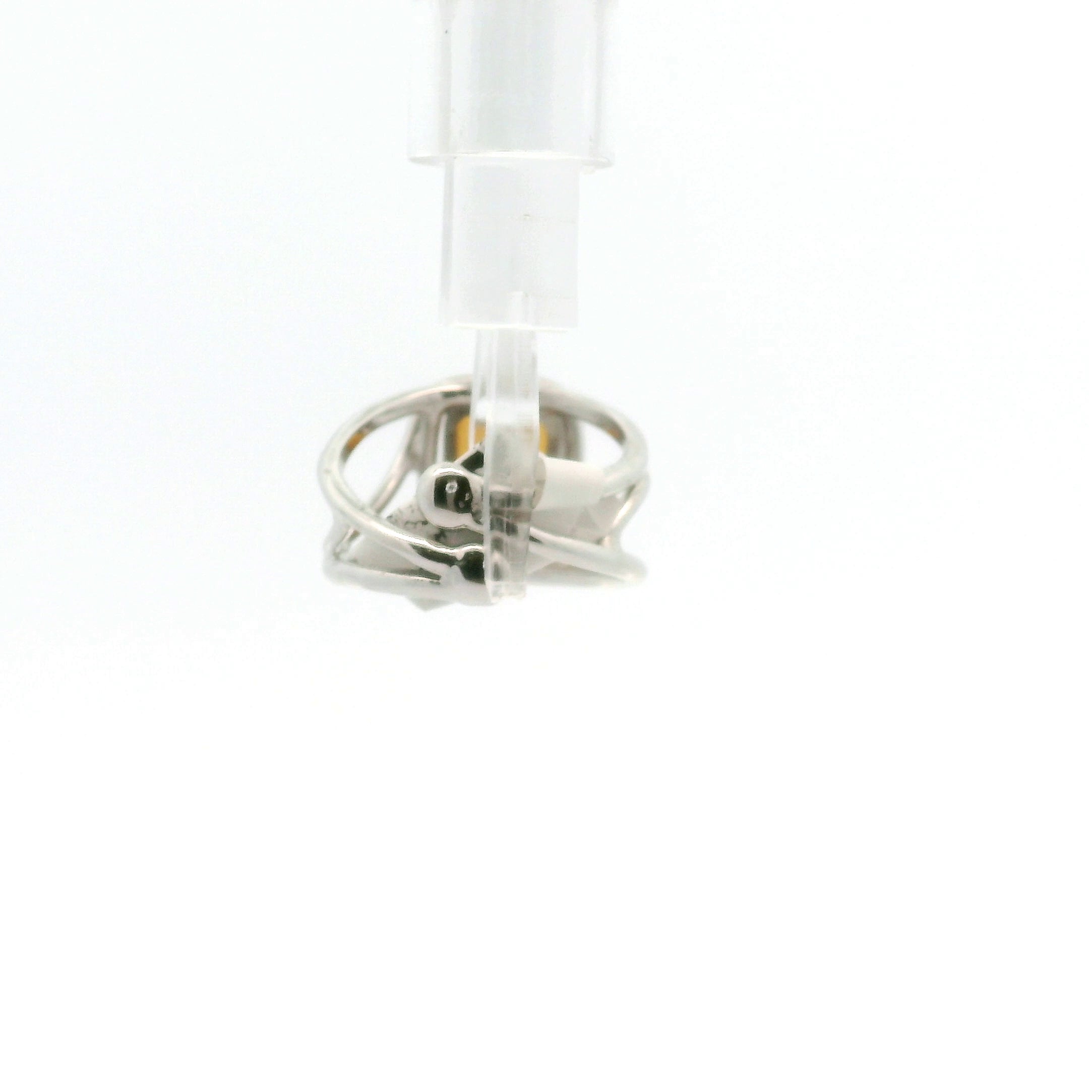 Citrine Emerald Cut Cuff Ring .925 Silver for Abundance, Intuition, Luck and Protection