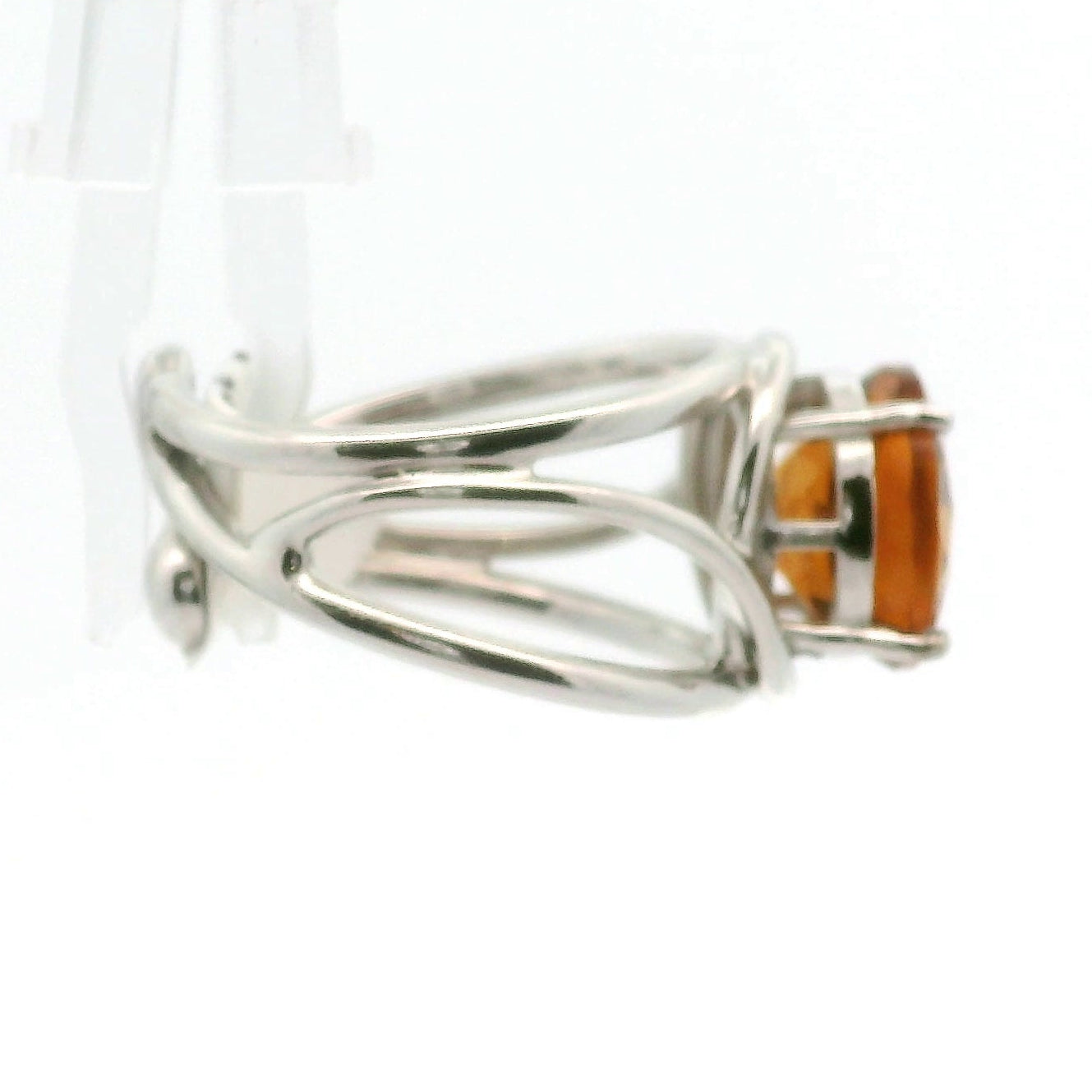 Citrine Radiant Cut Cuff Ring .925 Silver for Abundance, Intuition, Luck and Protection