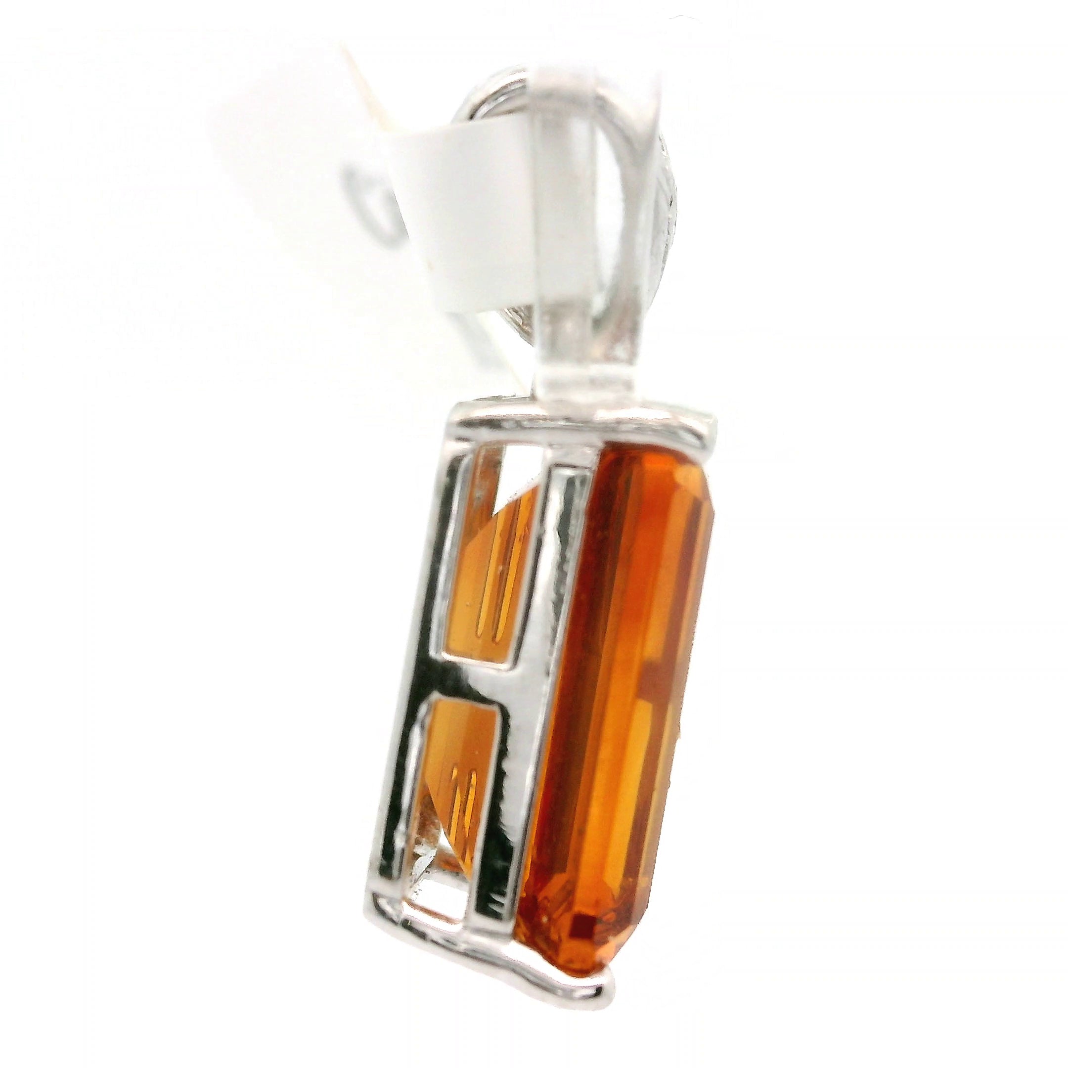 Citrine Emerald Cut Pendant .925 Silver for Abundance, Intuition, Luck and Protection
