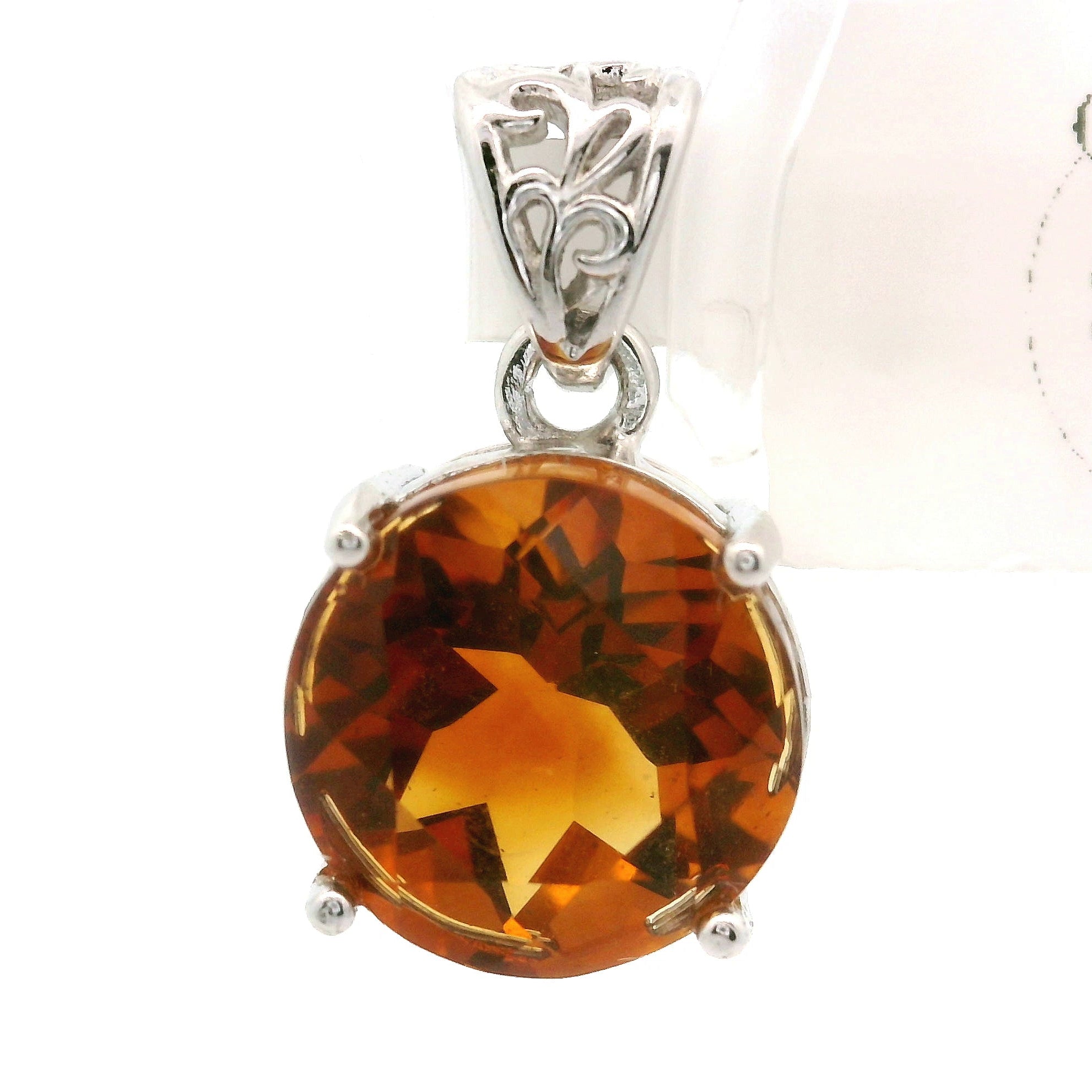 Citrine Radiant Cut Pendant .925 Silver for Abundance, Intuition, Luck and Protection