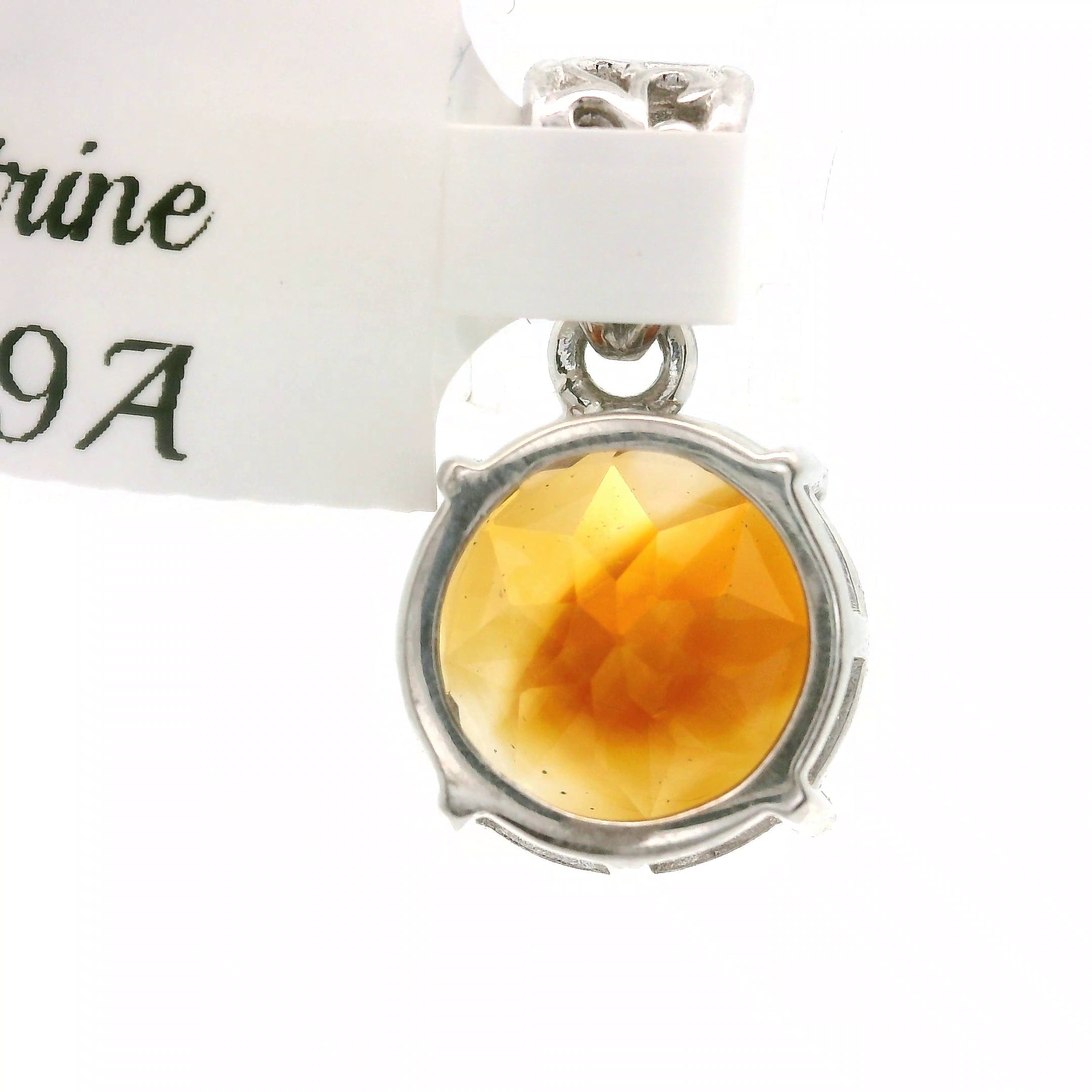 Citrine Radiant Cut Pendant .925 Silver for Abundance, Intuition, Luck and Protection