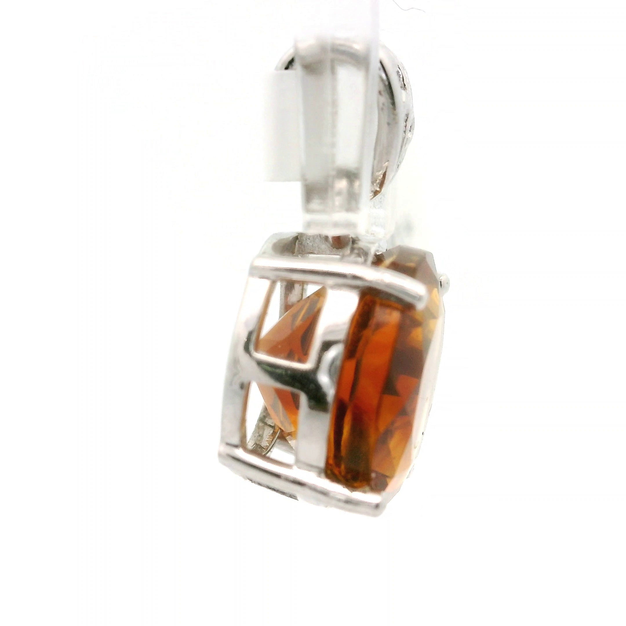 Citrine Radiant Cut Pendant .925 Silver for Abundance, Intuition, Luck and Protection