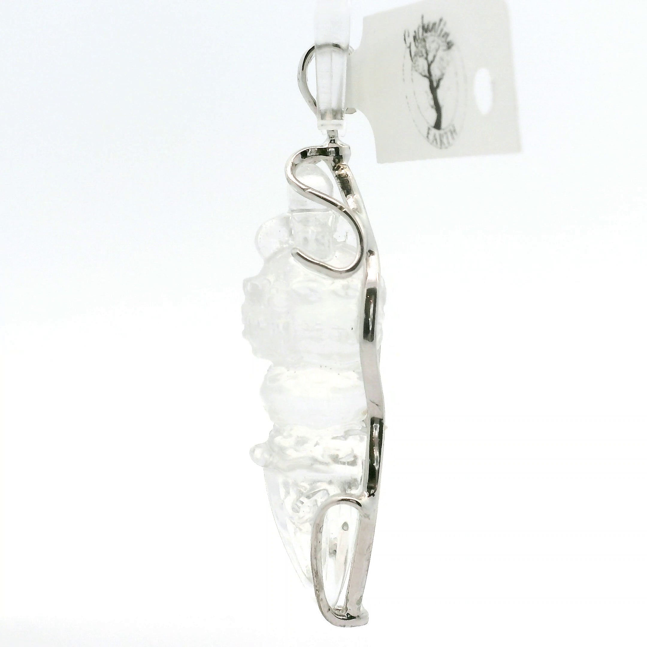 Phurba Carved Ritual Dagger Quartz Pendant .925 Sterling Silver for Destroying Emotional and Spiritual Obstacles