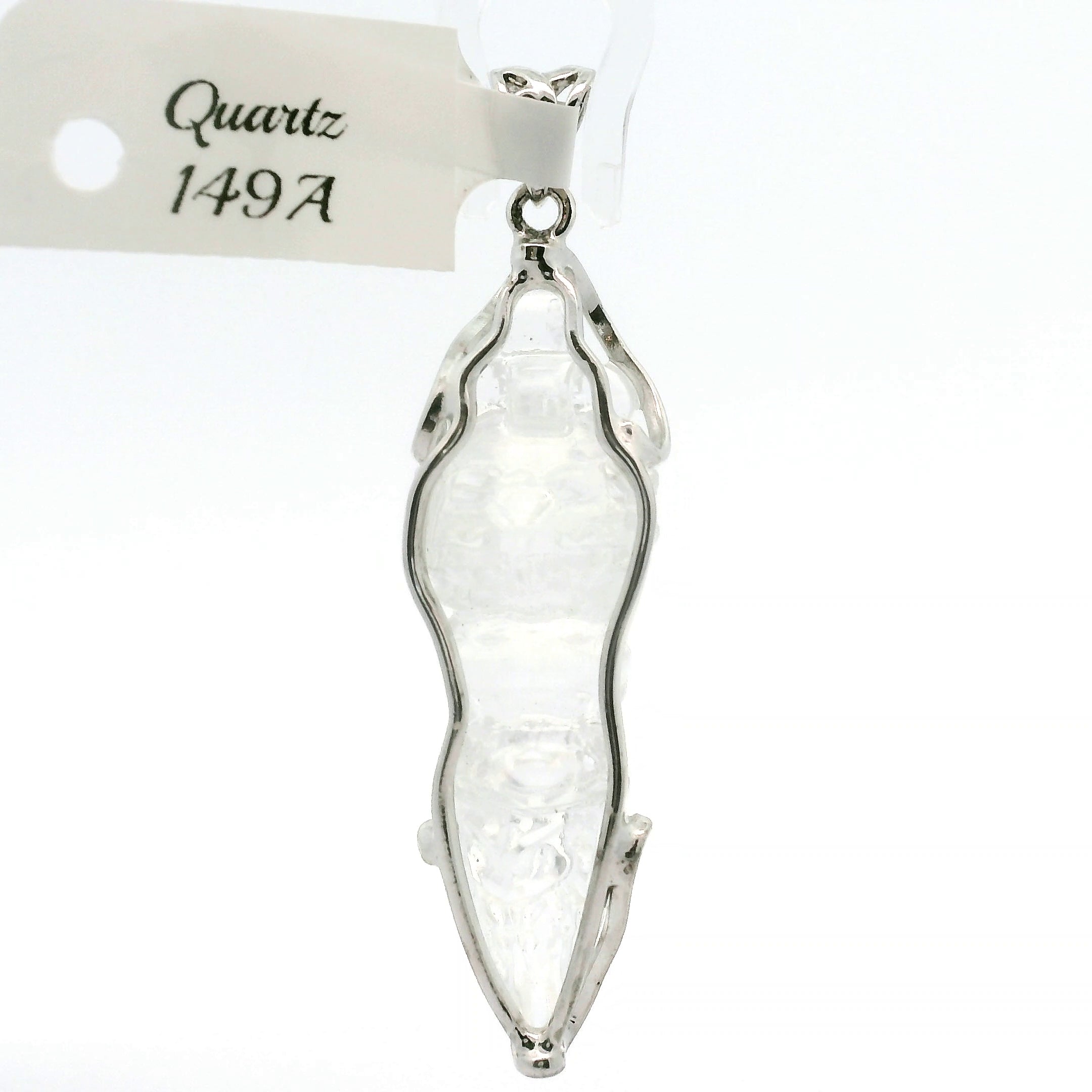 Phurba Carved Ritual Dagger Quartz Pendant .925 Sterling Silver for Destroying Emotional and Spiritual Obstacles