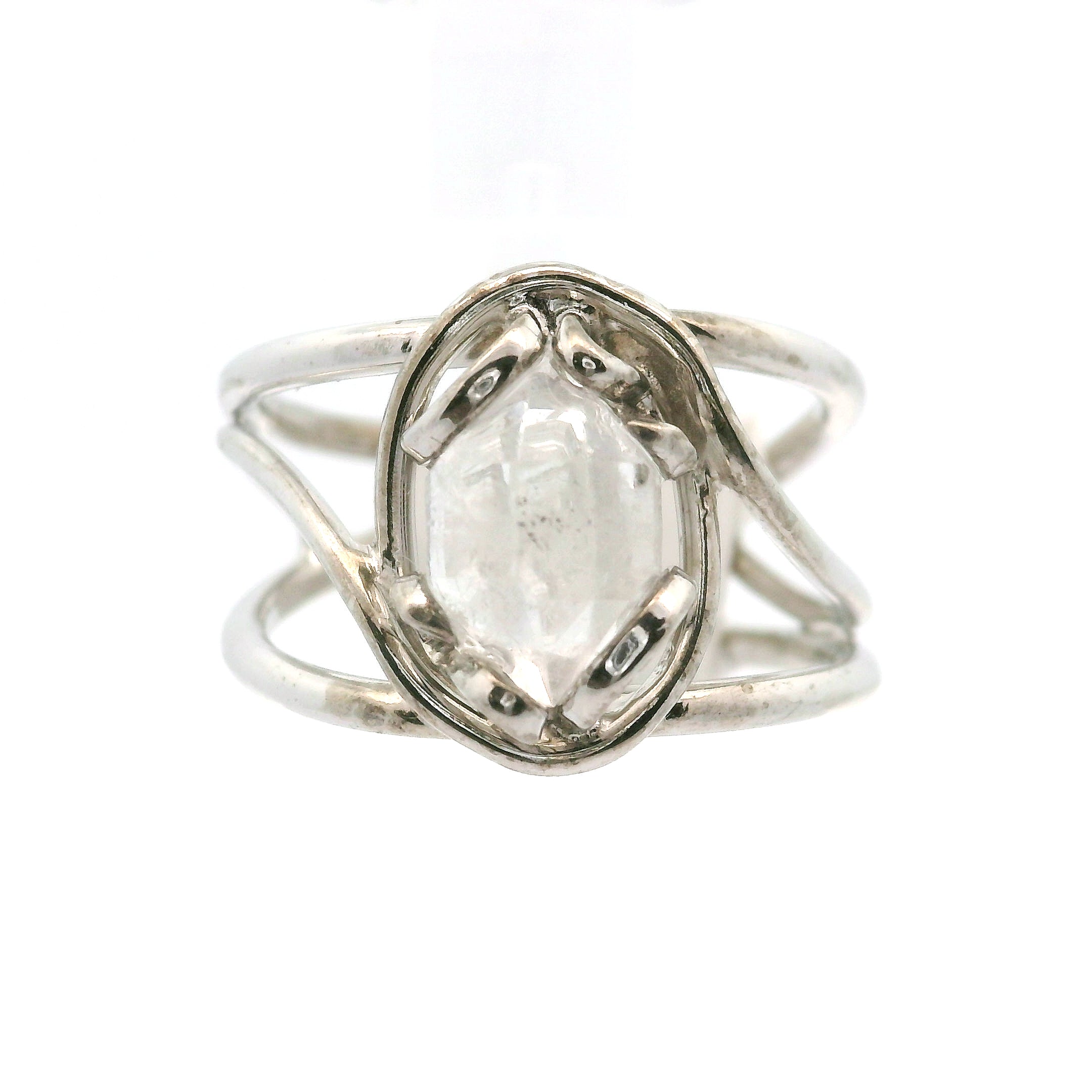 Herkimer Quartz Cuff Ring .925 Silver for Healing, Intention Setting and Manifesting your Desires