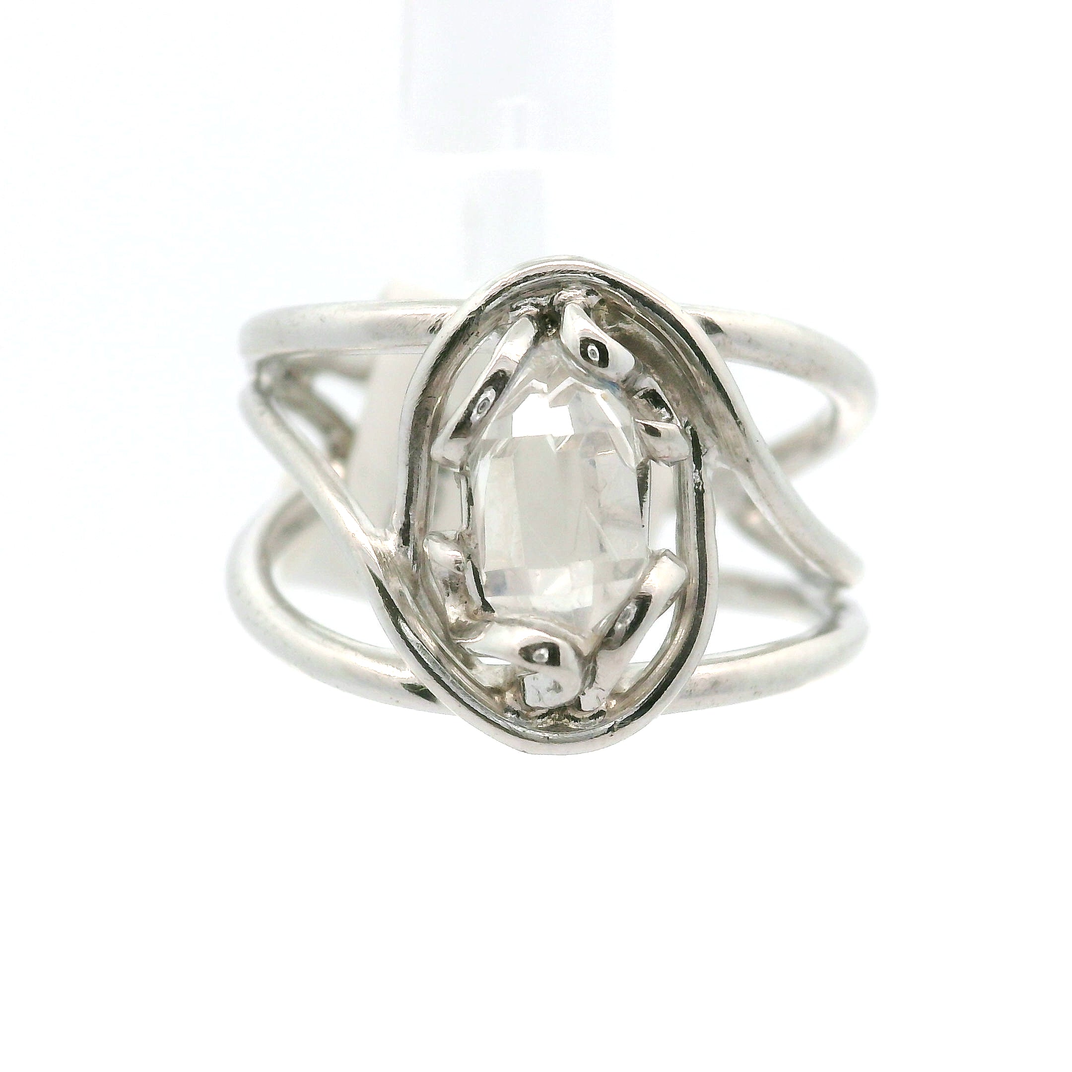 Herkimer Quartz Cuff Ring .925 Silver for Healing, Intention Setting and Manifesting your Desires