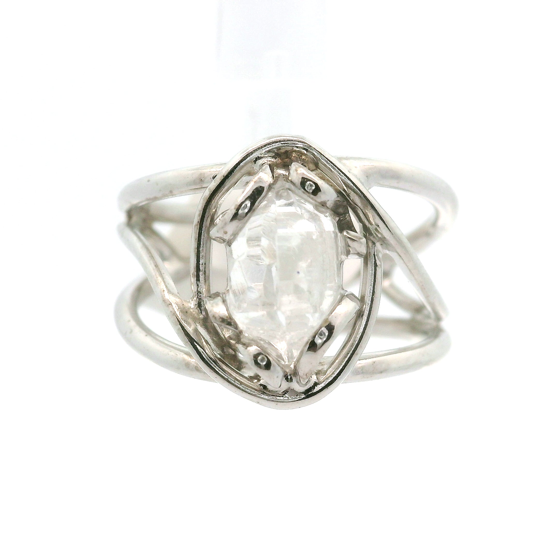 Herkimer Quartz Cuff Ring .925 Silver for Healing, Intention Setting and Manifesting your Desires