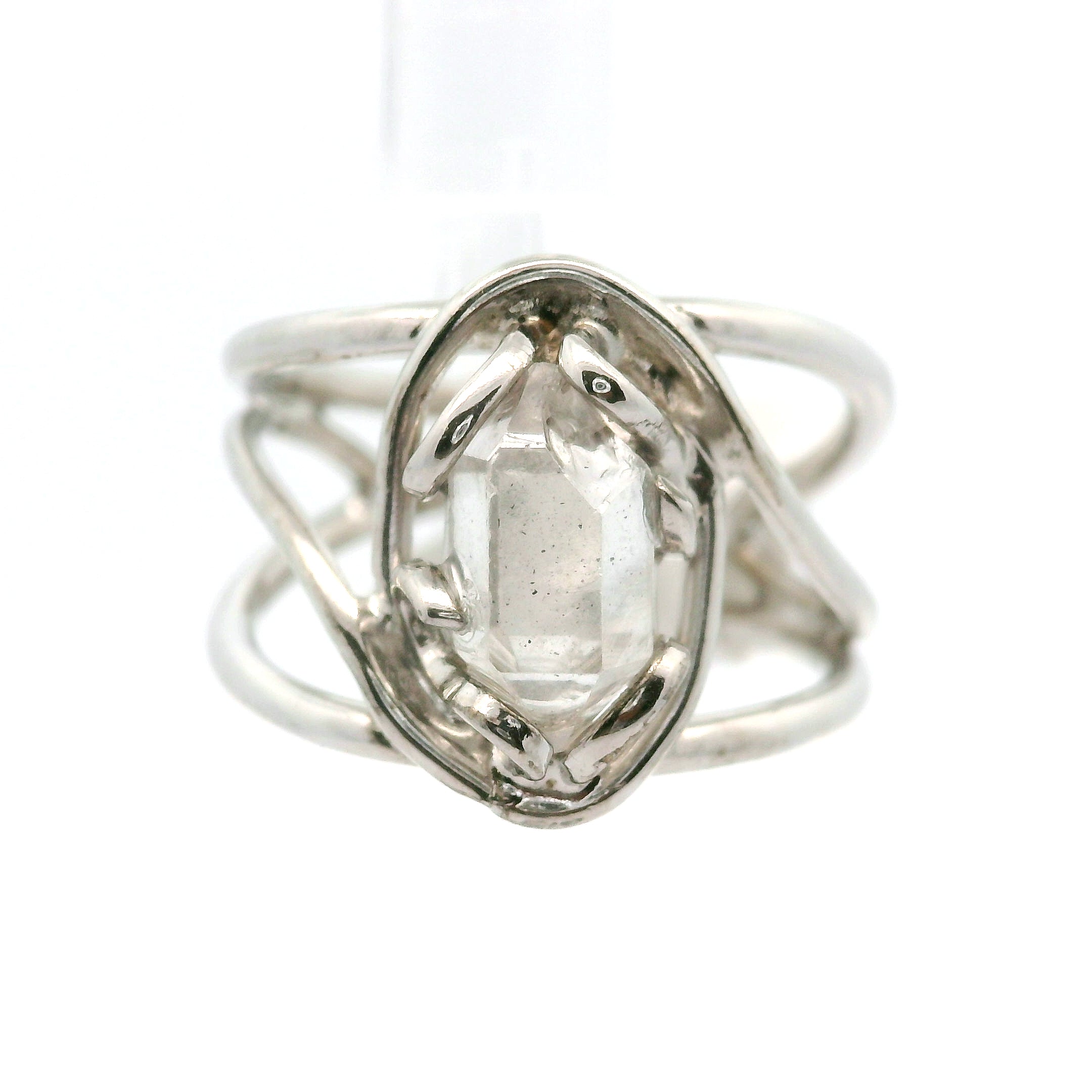 Herkimer Quartz Cuff Ring .925 Silver for Healing, Intention Setting and Manifesting your Desires