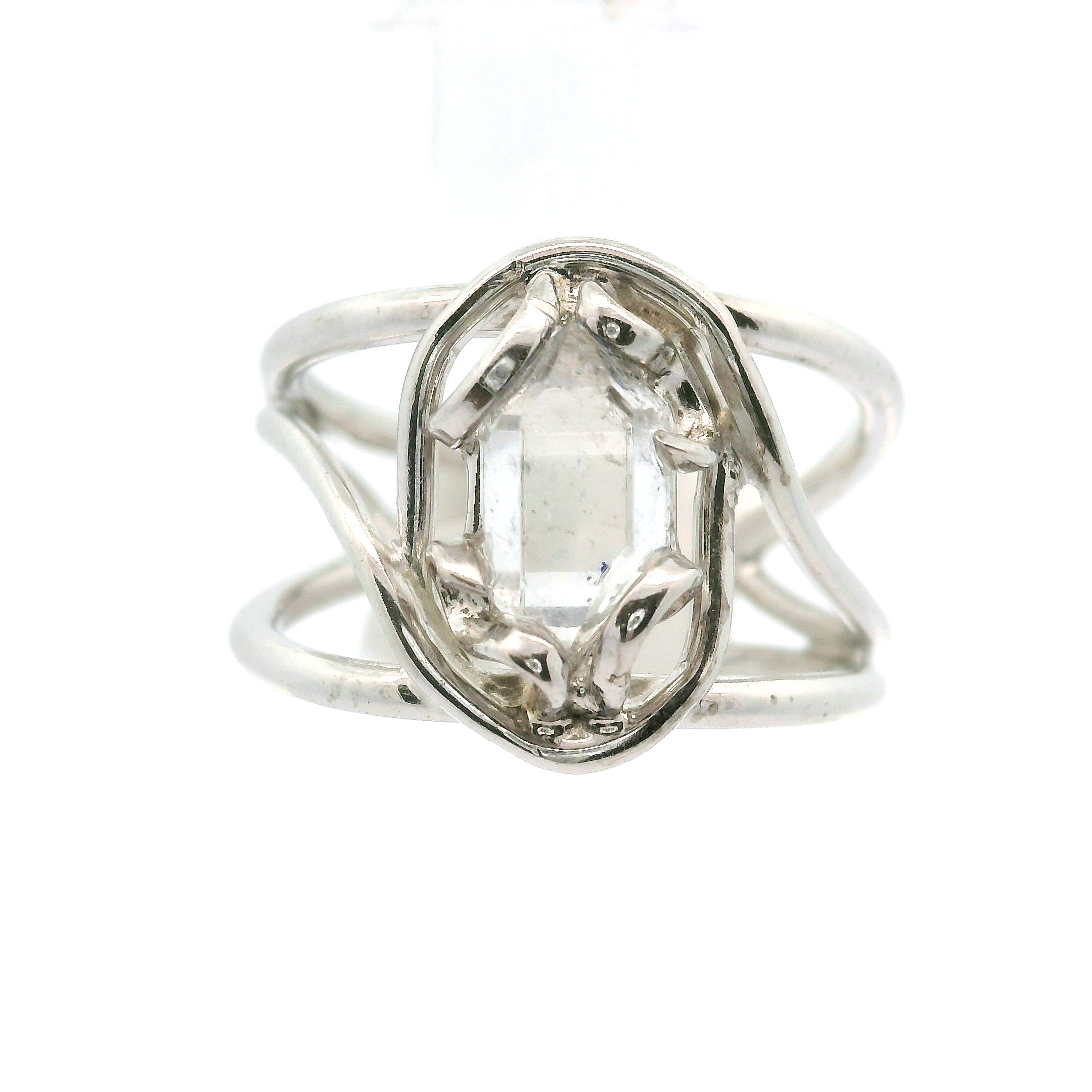 Herkimer Quartz Cuff Ring .925 Silver for Healing, Intention Setting and Manifesting your Desires