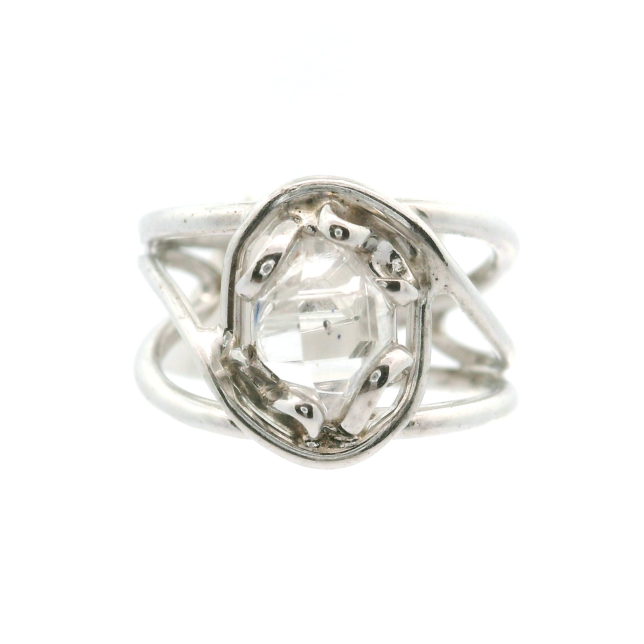 Herkimer Quartz Cuff Ring .925 Silver for Healing, Intention Setting and Manifesting your Desires