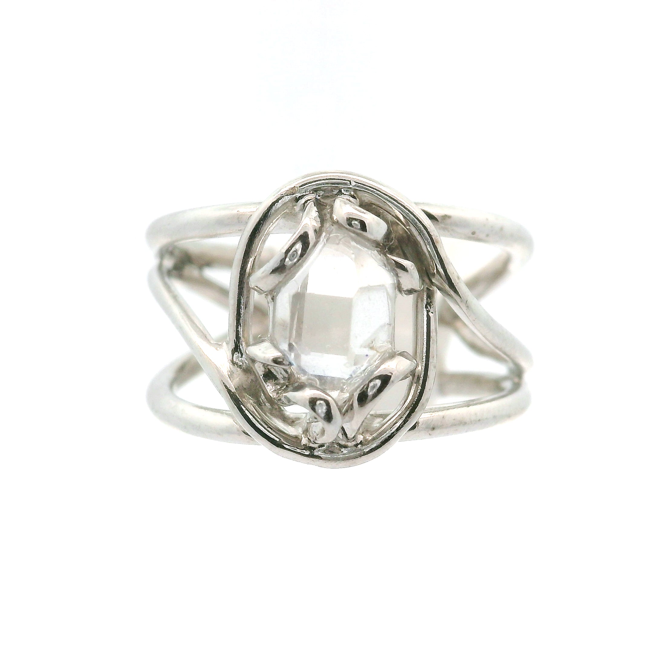 Herkimer Quartz Cuff Ring .925 Silver for Healing, Intention Setting and Manifesting your Desires