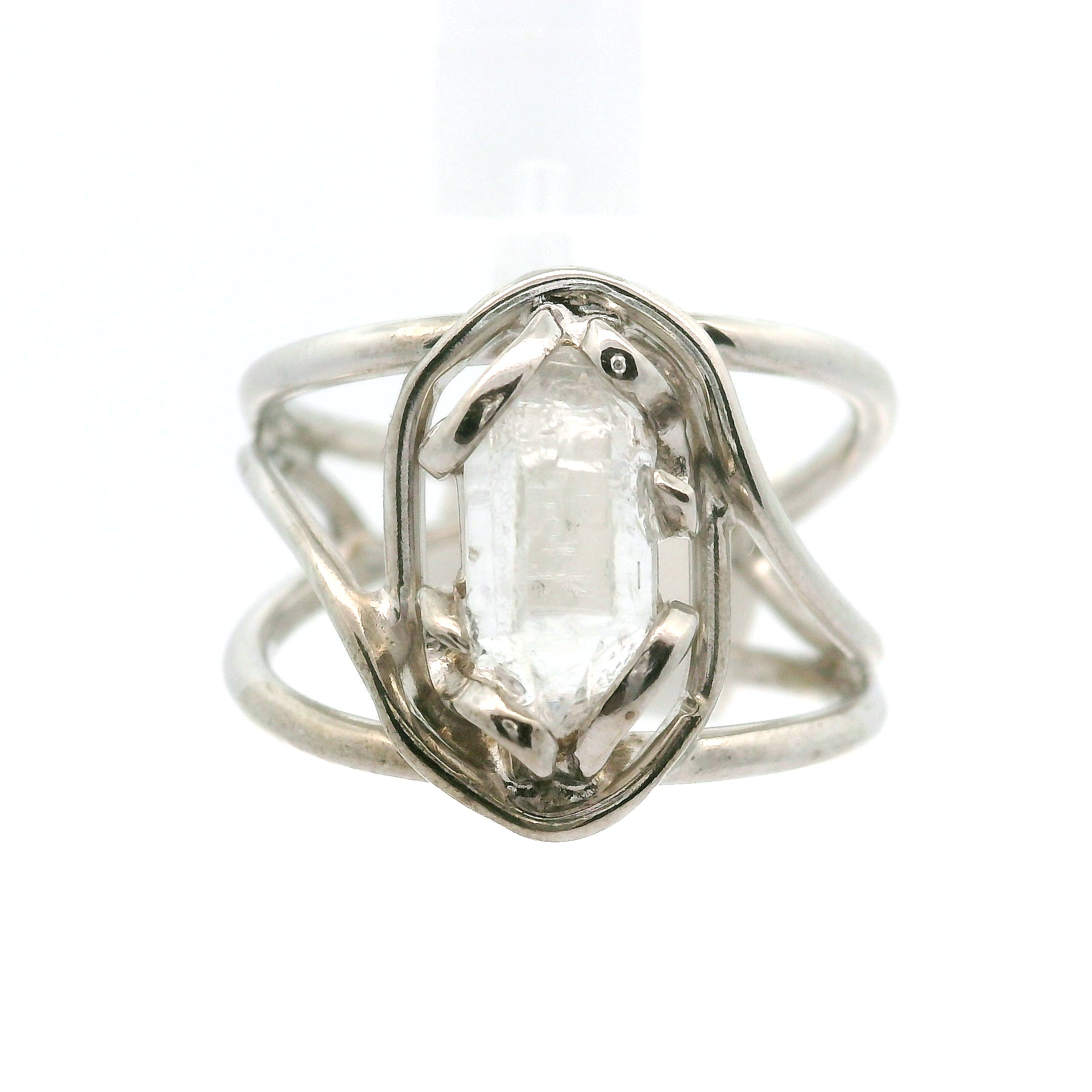 Herkimer Quartz Cuff Ring .925 Silver for Healing, Intention Setting and Manifesting your Desires
