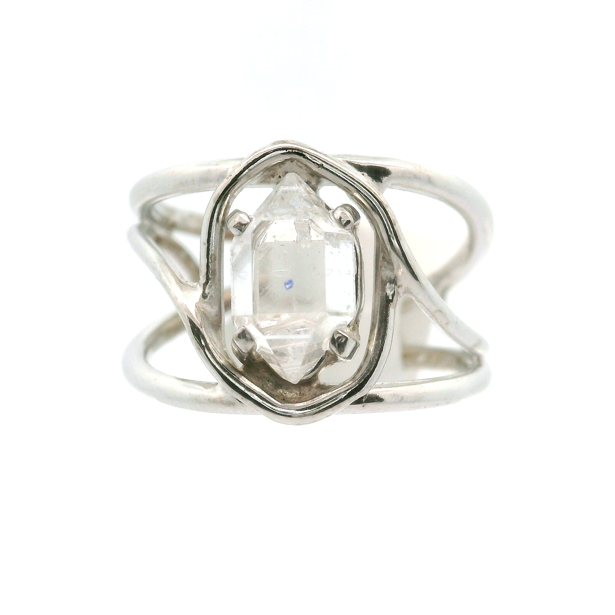 Herkimer Quartz Cuff Ring .925 Silver for Healing, Intention Setting and Manifesting your Desires