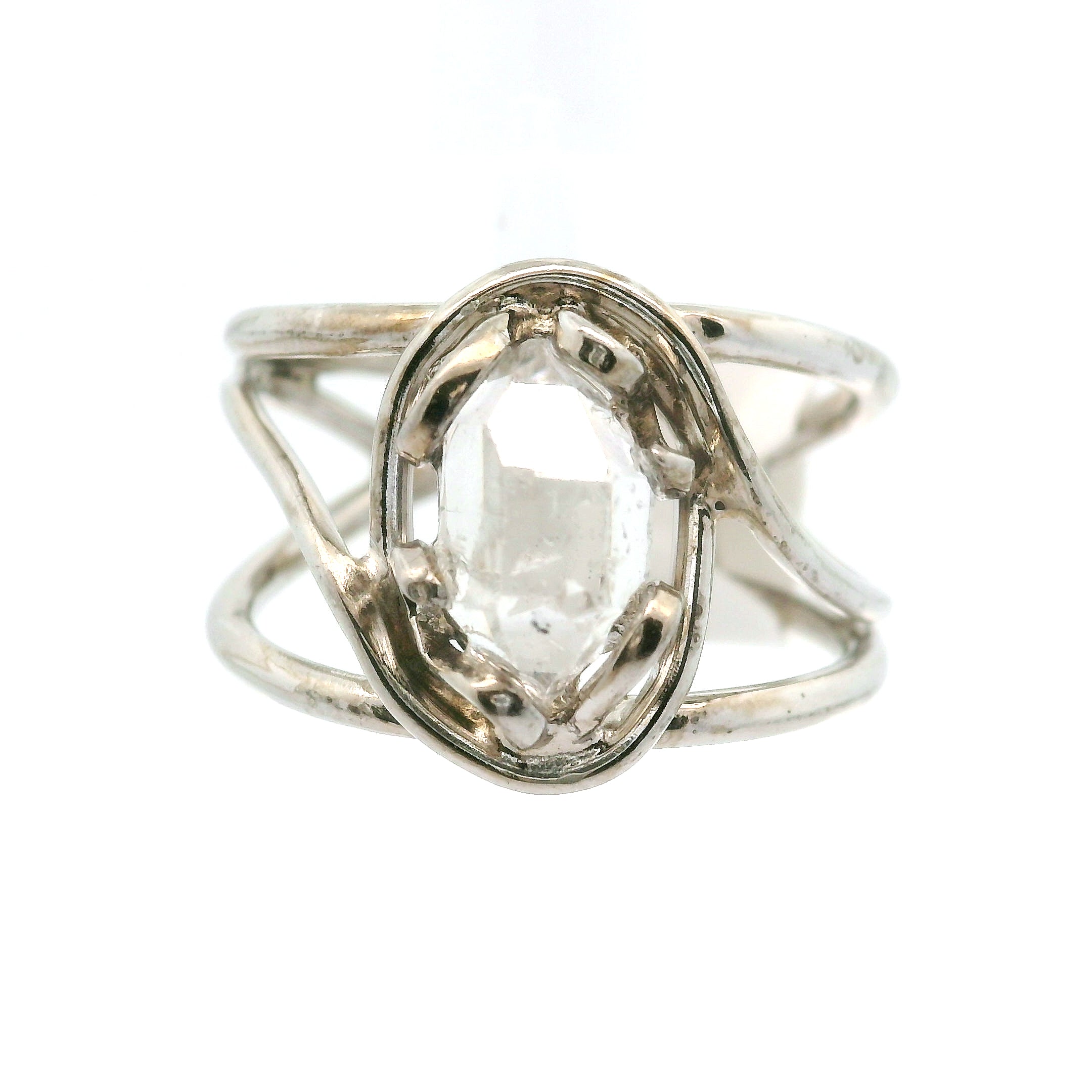 Herkimer Quartz Cuff Ring .925 Silver for Healing, Intention Setting and Manifesting your Desires
