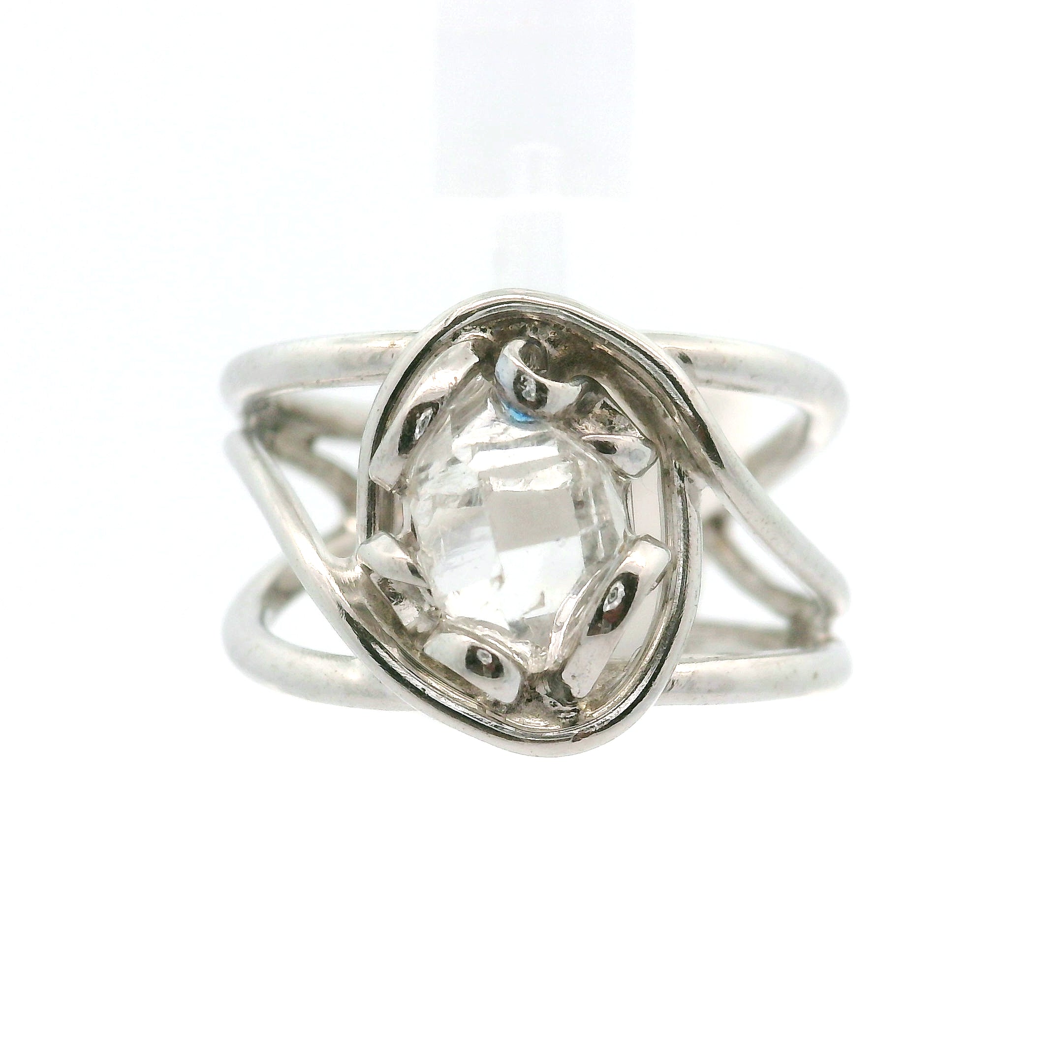 Herkimer Quartz Cuff Ring .925 Silver for Healing, Intention Setting and Manifesting your Desires