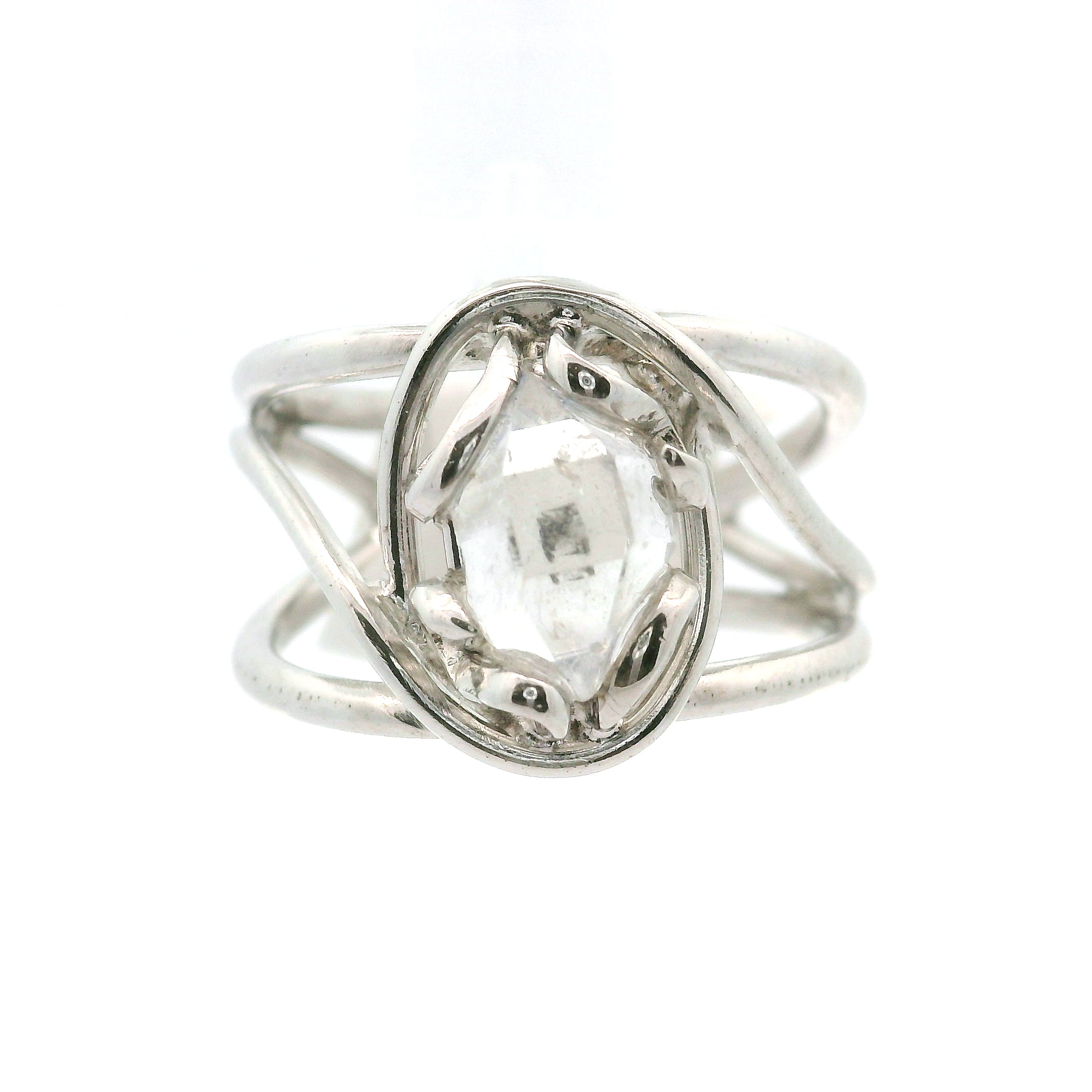 Herkimer Quartz Cuff Ring .925 Silver for Healing, Intention Setting and Manifesting your Desires