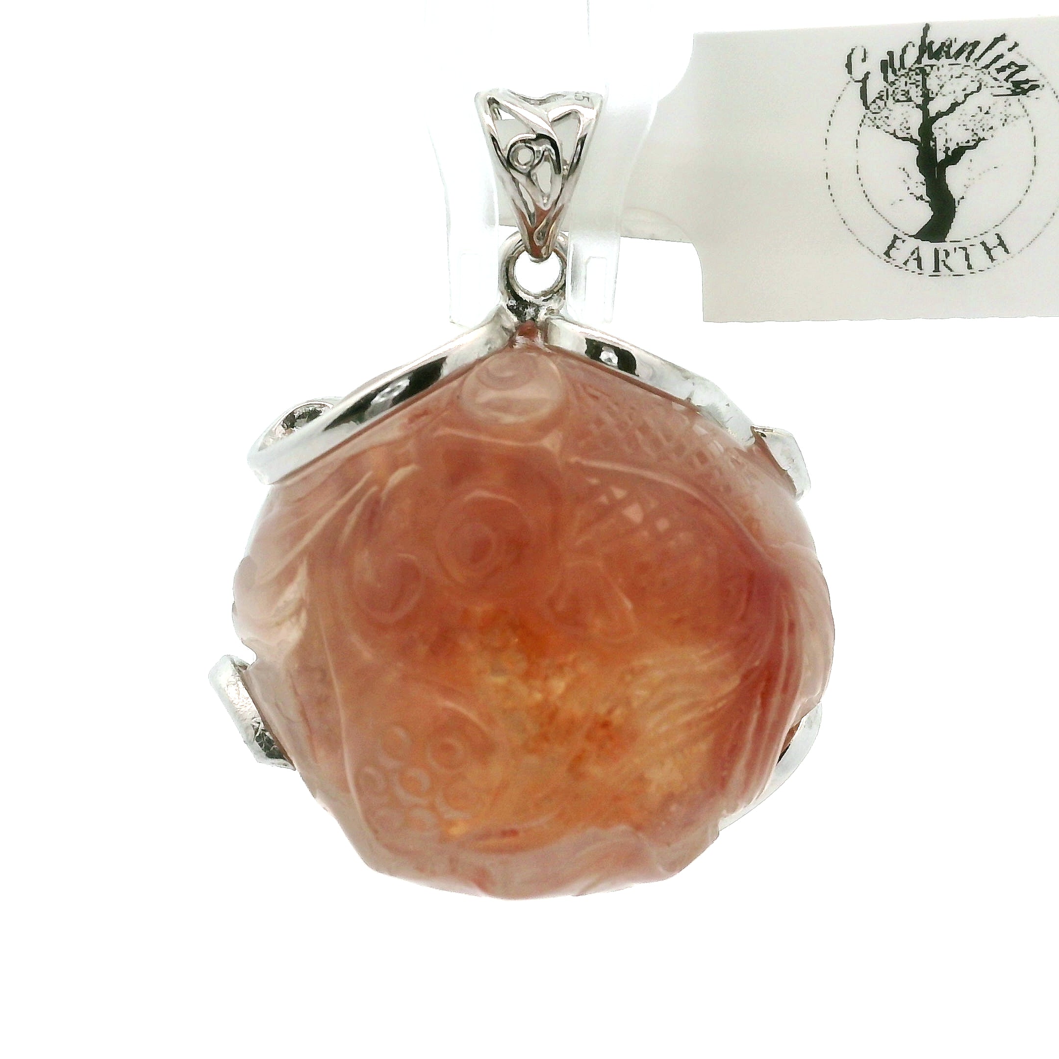 Gobi Candy Agate Carved Pendants .925 Sterling Sliver for Emotional Balancing and Intuitive Awareness
