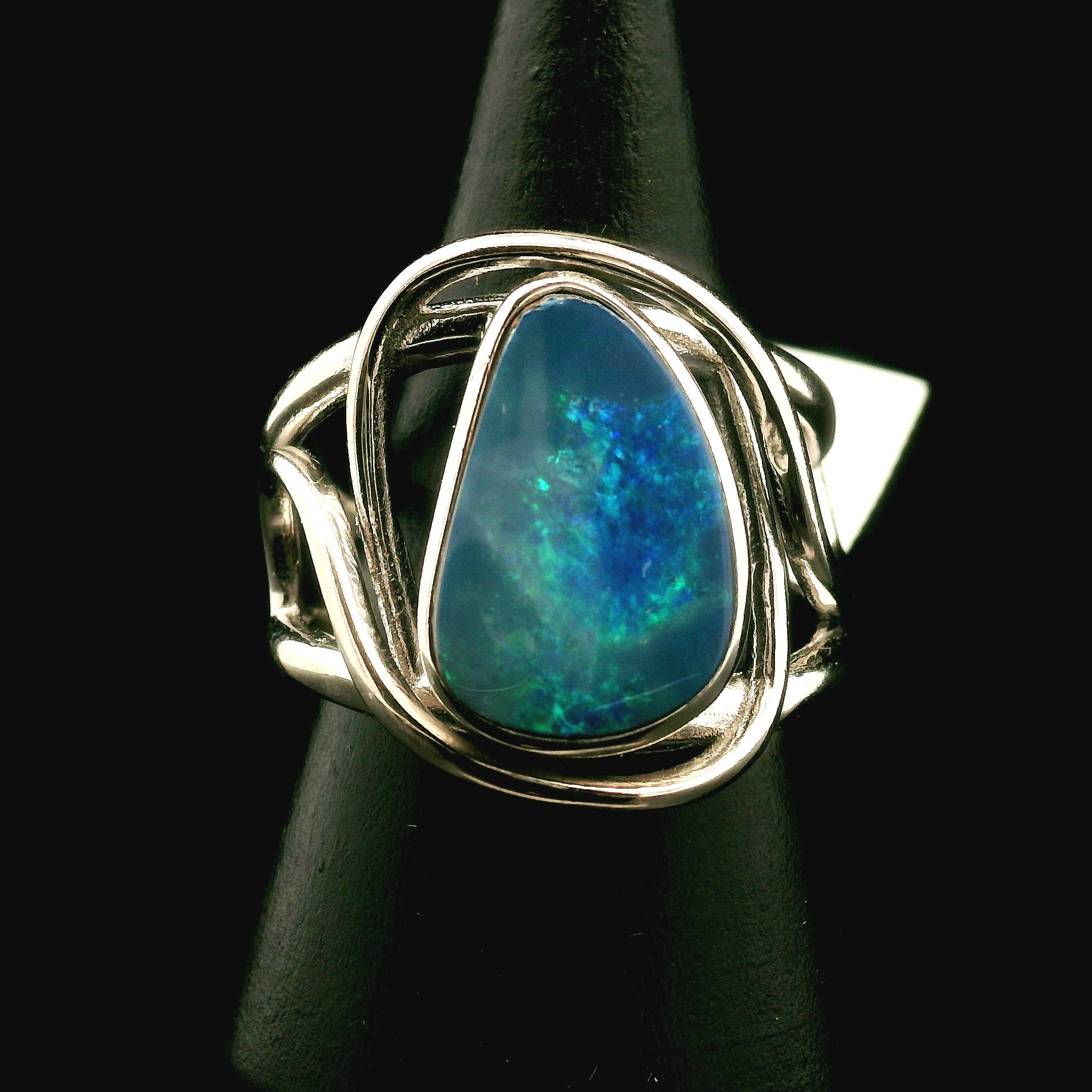 Australian Opal Cuff Ring .925 Silver for Joy and Self Discovery