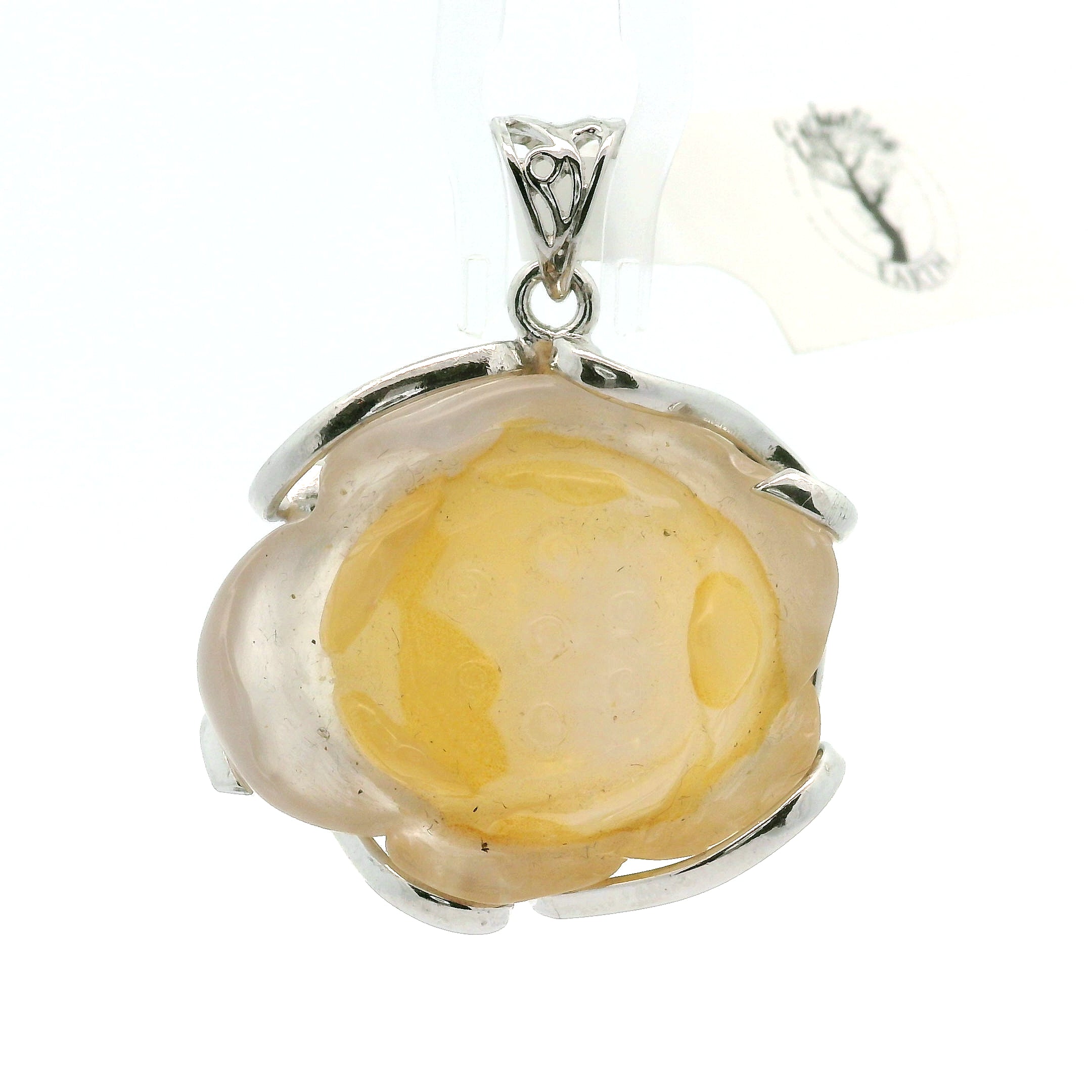 Gobi Candy Agate Carved Pendants .925 Sterling Sliver for Emotional Balancing and Intuitive Awareness