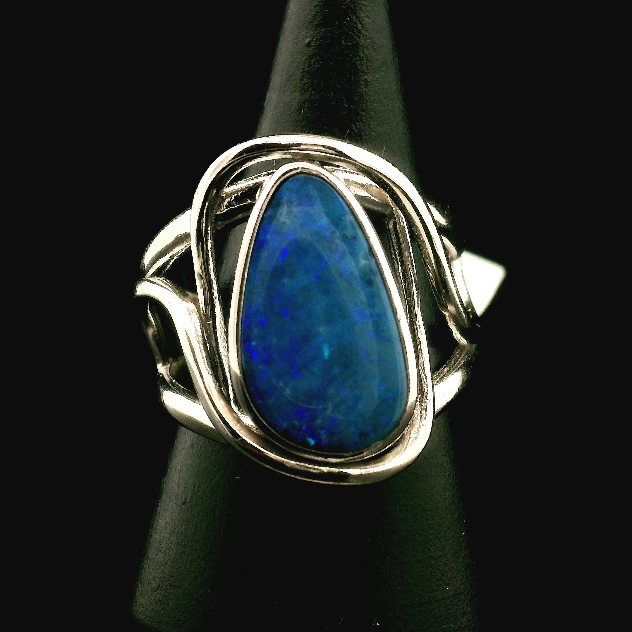 Australian Opal Cuff Ring .925 Silver for Joy and Self Discovery