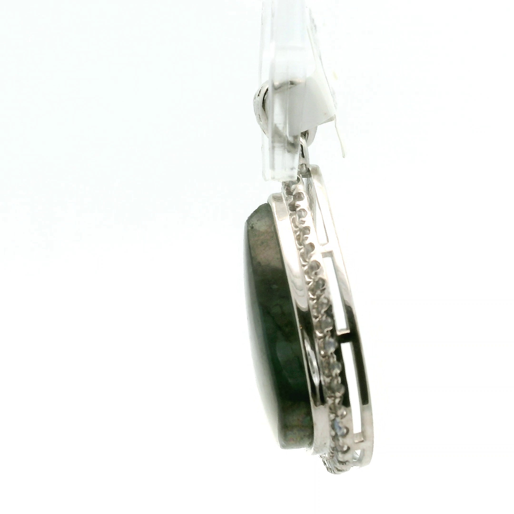 Labradorite with Zircon Pavé Pendant .925 Silver for Protection, Intuition and Guidance