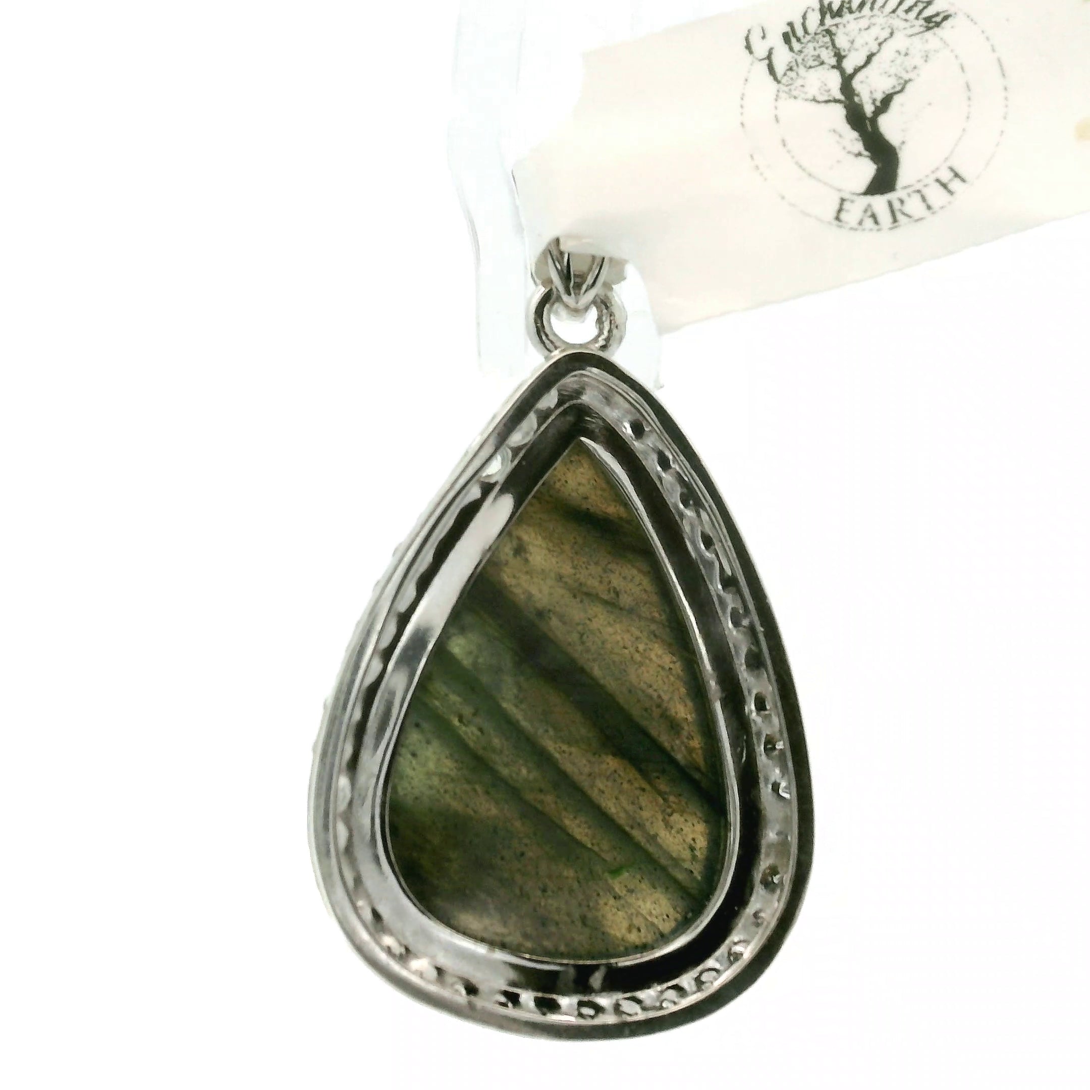 Labradorite with Zircon Pavé Pendant .925 Silver for Protection, Intuition and Guidance