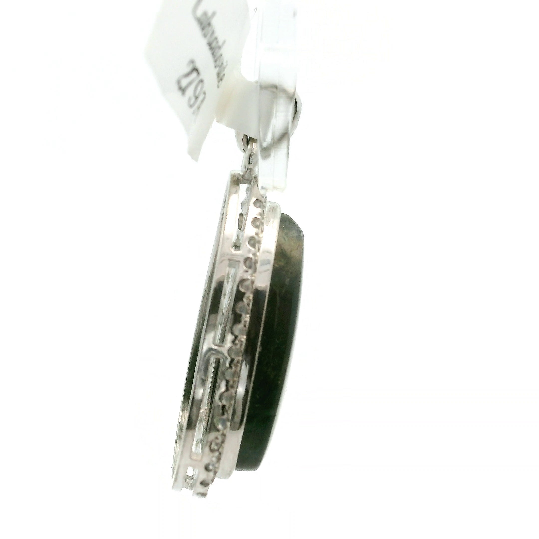 Labradorite with Zircon Pavé Pendant .925 Silver for Protection, Intuition and Guidance