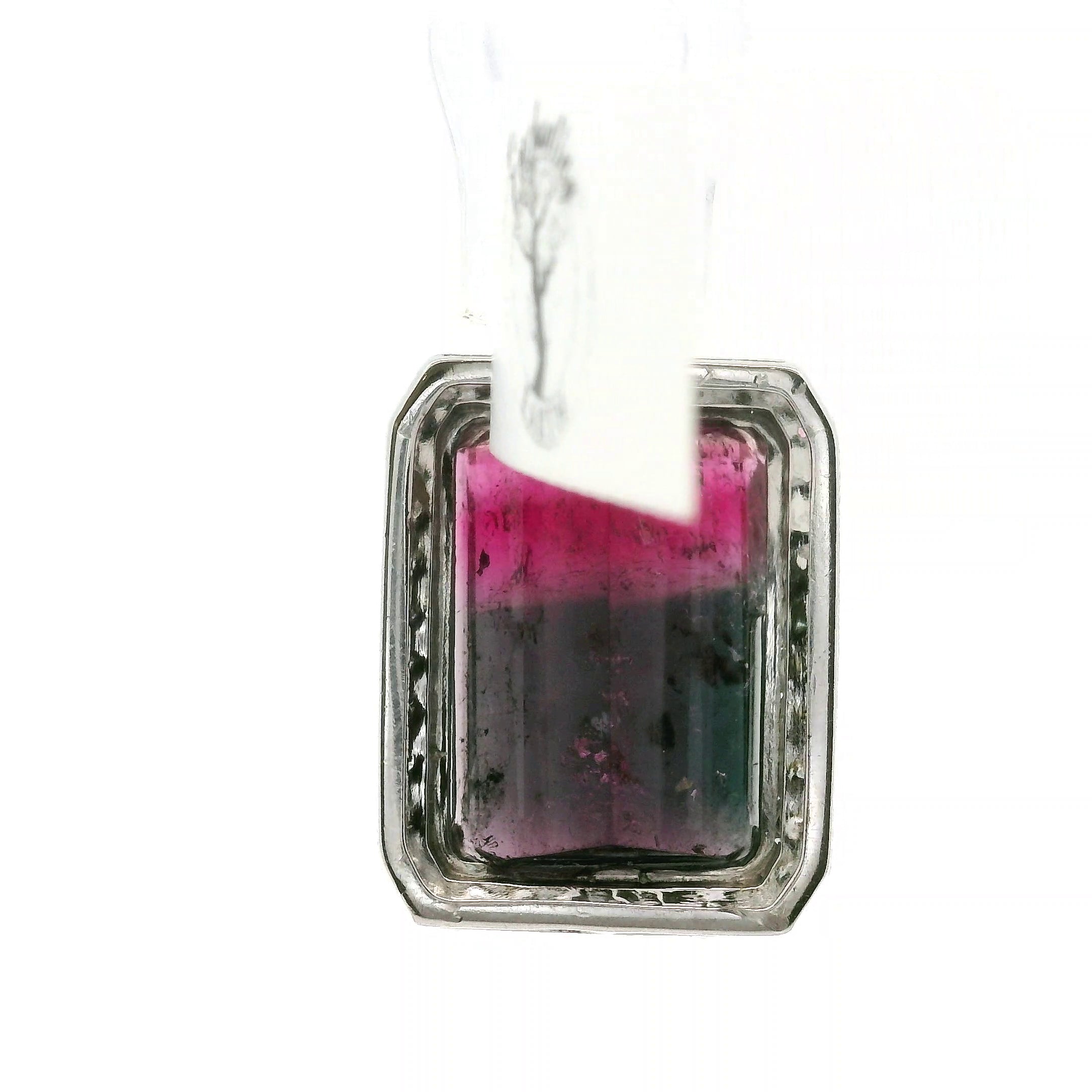 Bi-Color Pink & Blue Tourmaline Pavé Pendants .925 Silver for Meditation, Relationships and Happiness