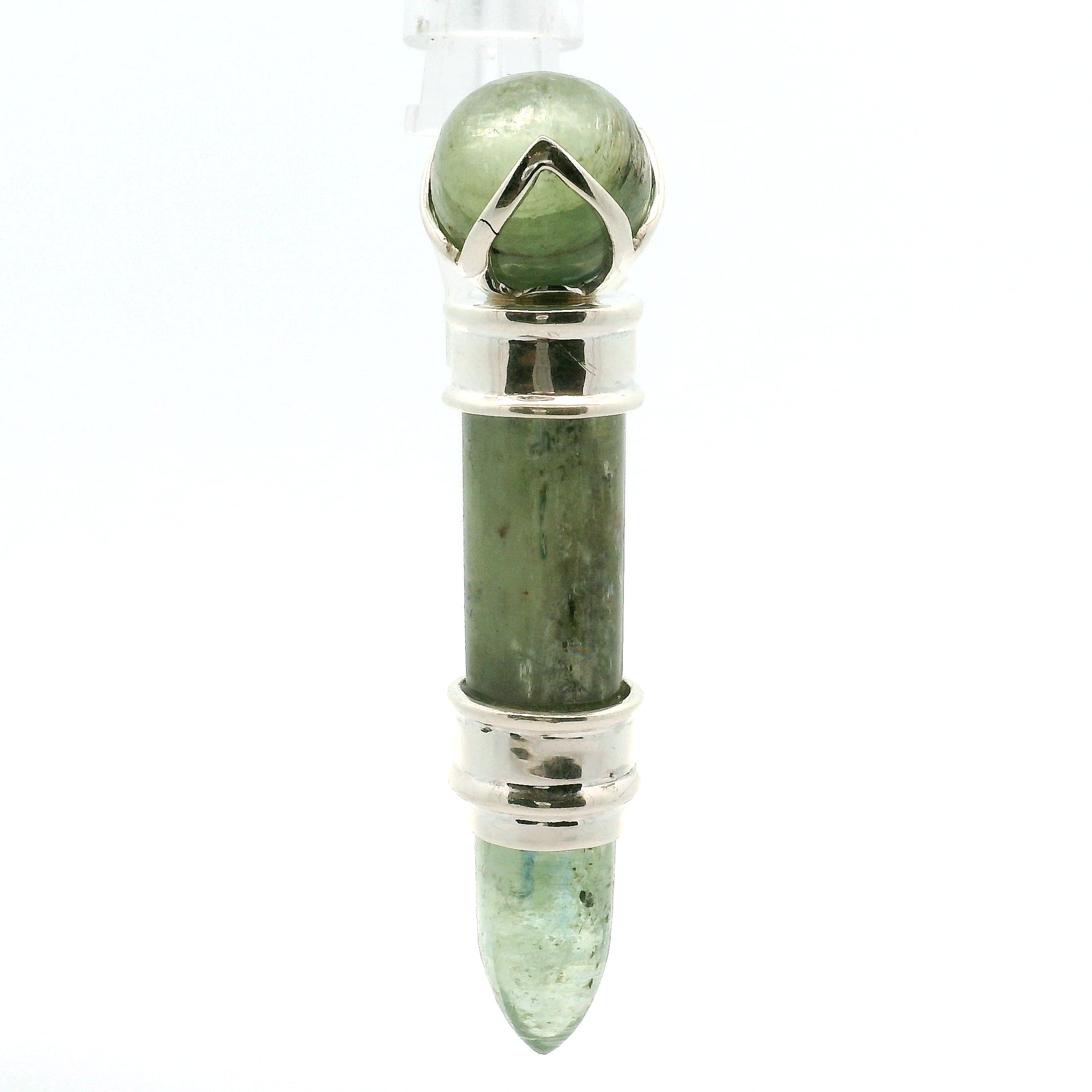 Green Kyanite Wandlet .925 Silver for Aura Cleansing and Harmonizing