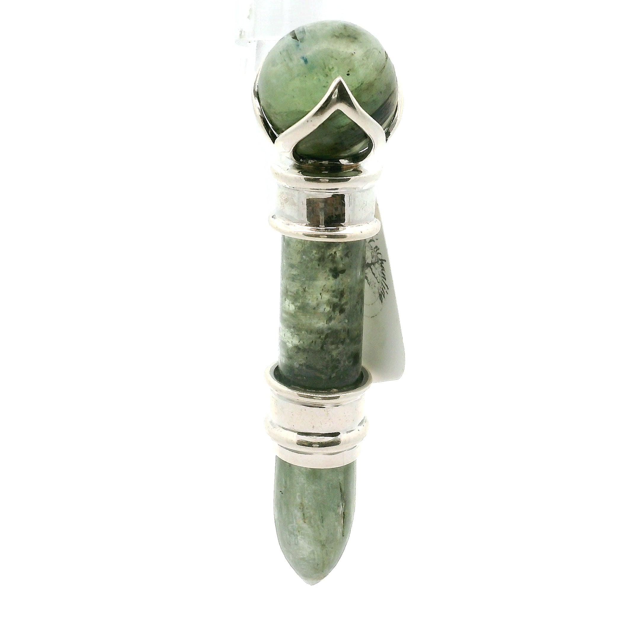 Green Kyanite Wandlet .925 Silver for Aura Cleansing and Harmonizing