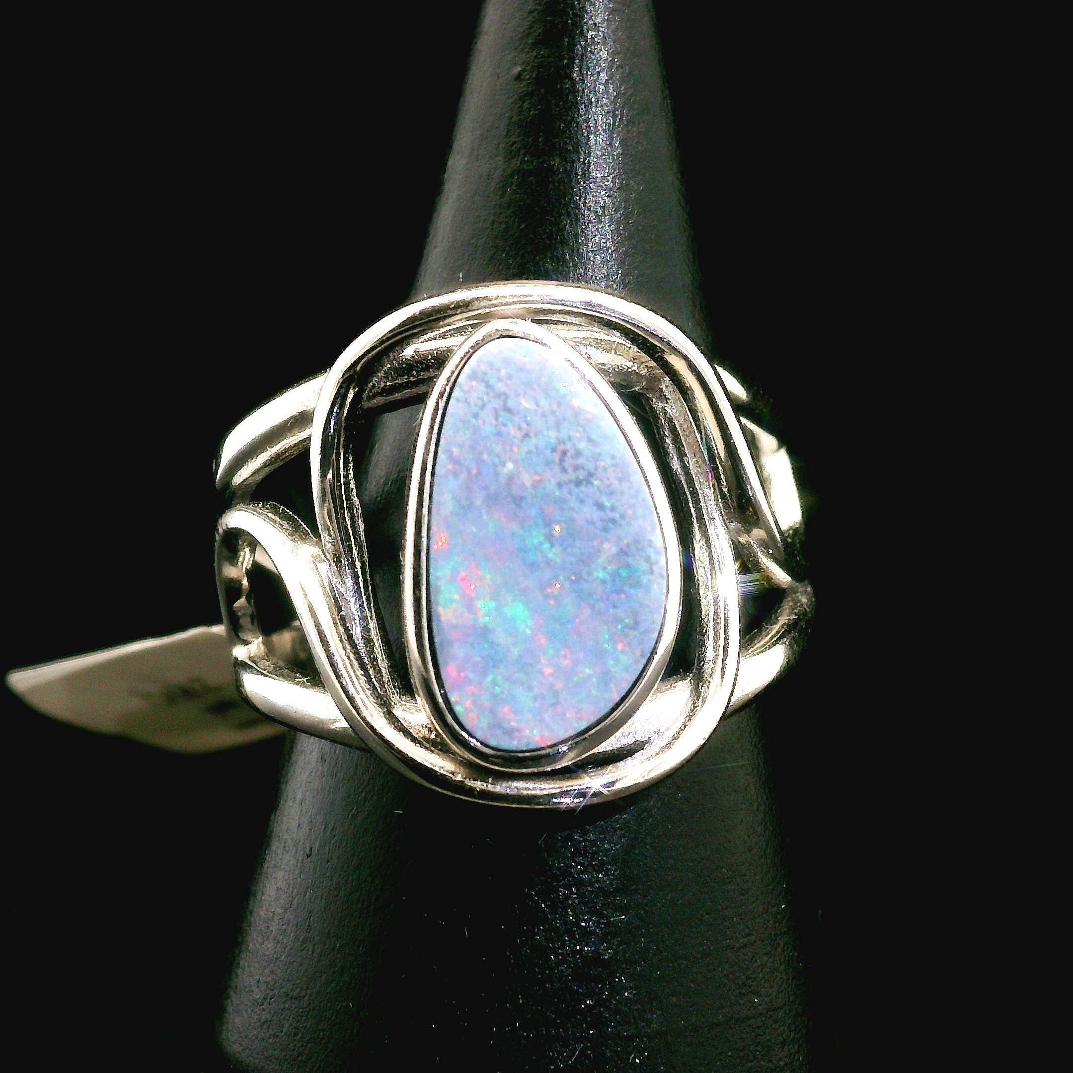 Australian Opal Cuff Ring .925 Silver for Joy and Self Discovery