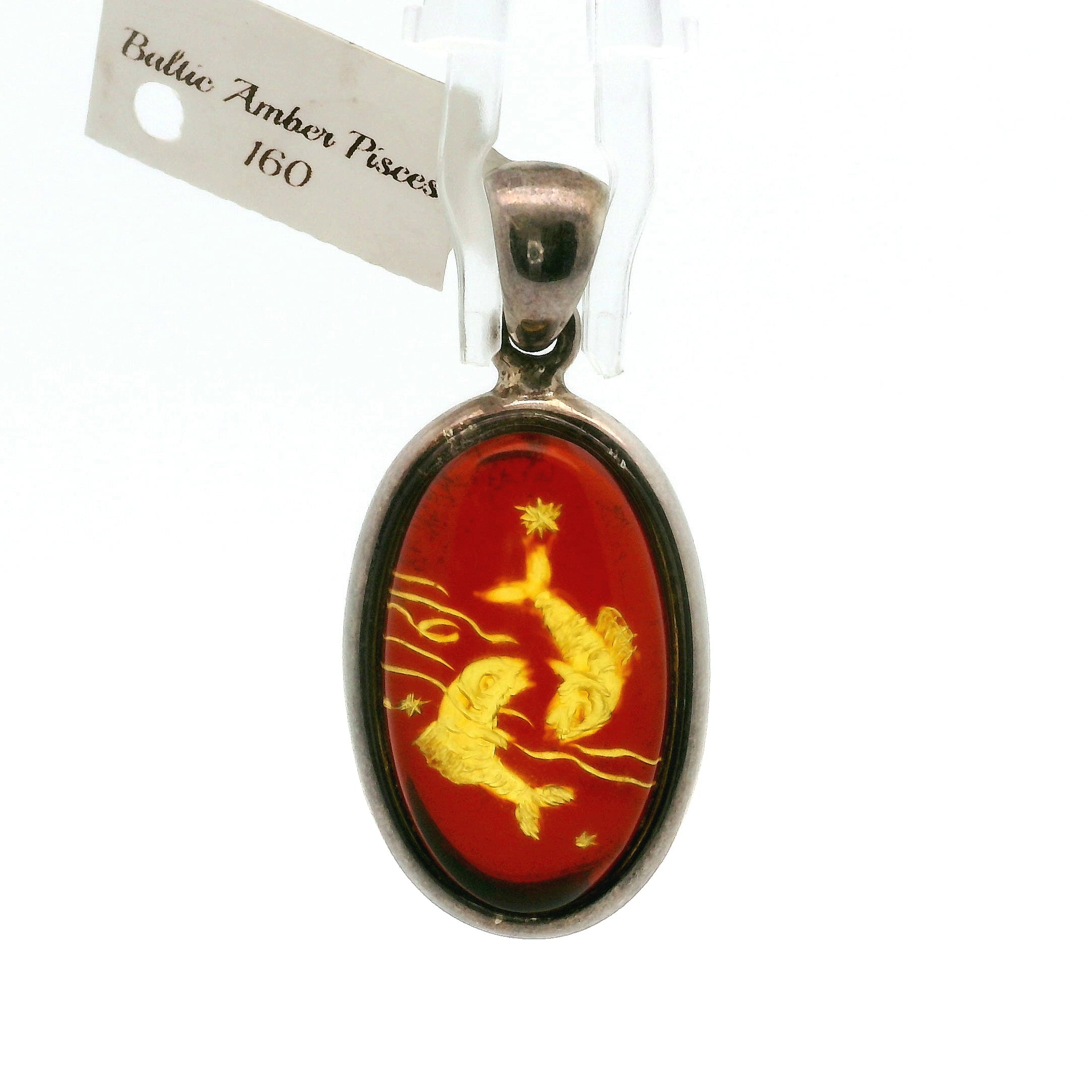 Baltic Amber Zodiac Pendant .925 Silver for Prosperity and Joy