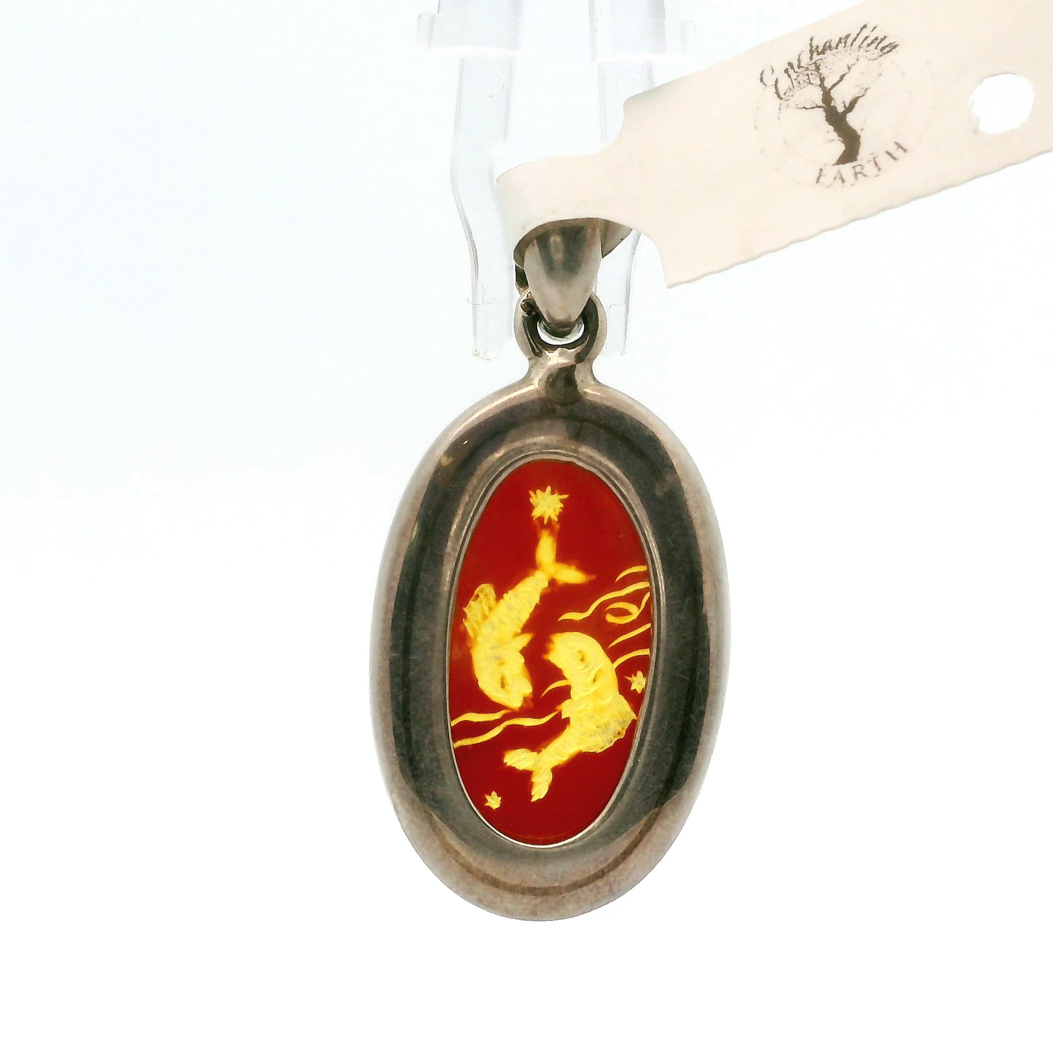Baltic Amber Zodiac Pendant .925 Silver for Prosperity and Joy