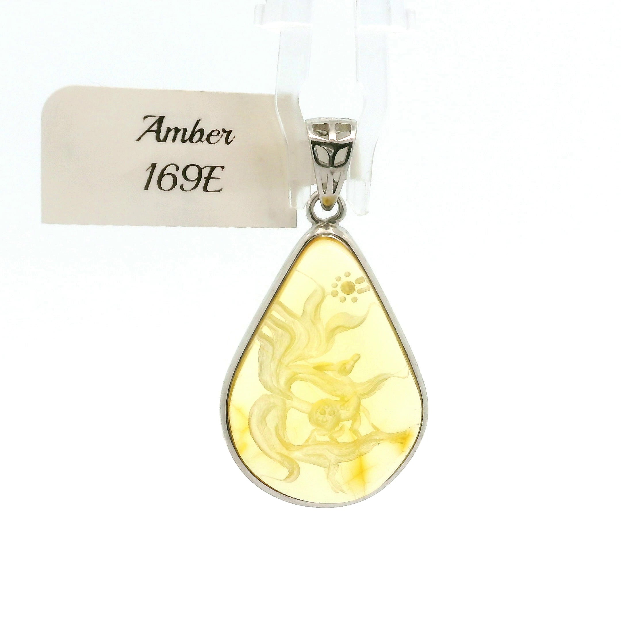 Baltic Amber Ninetails Pendant .925 Silver for Prosperity and Joy