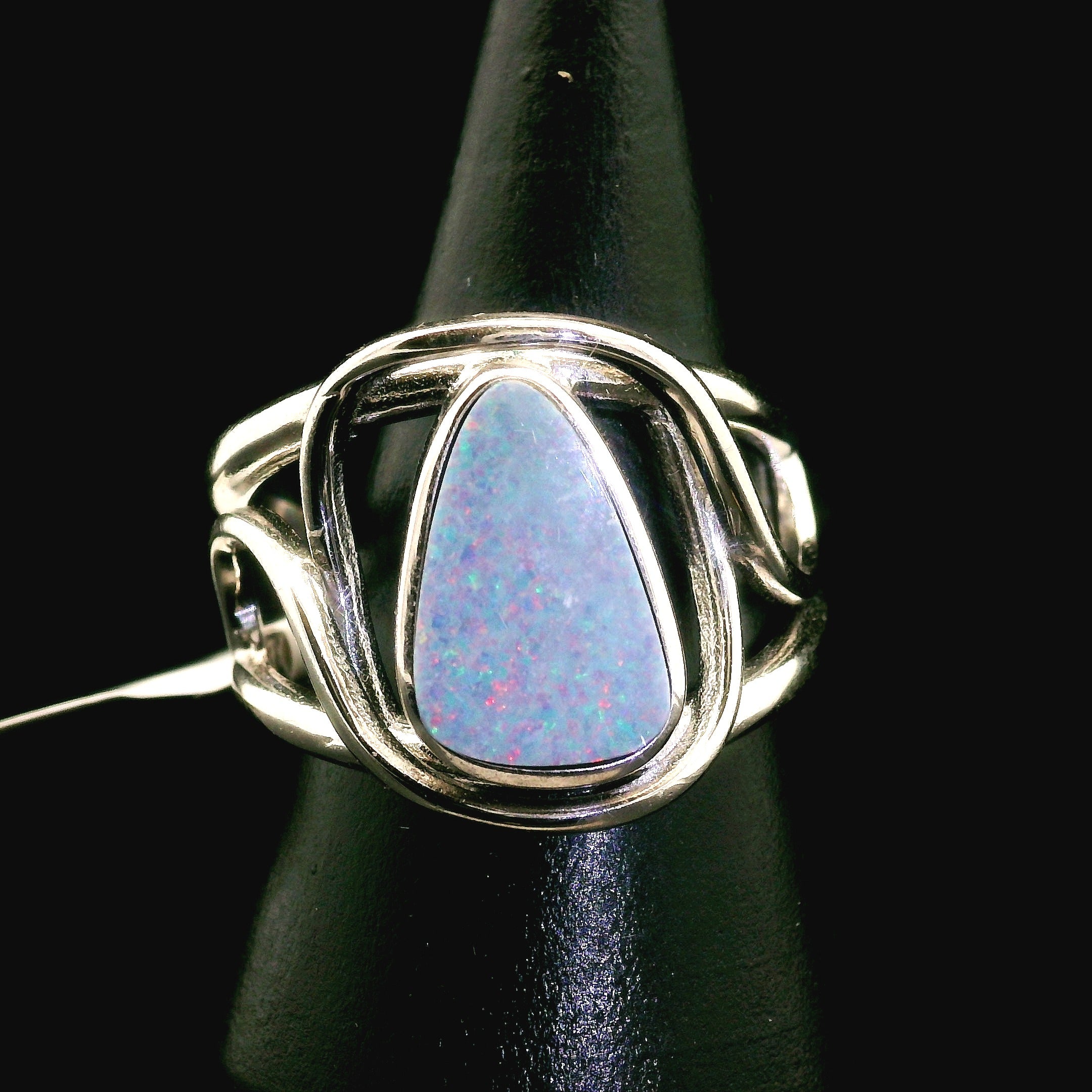 Australian Opal Cuff Ring .925 Silver for Joy and Self Discovery