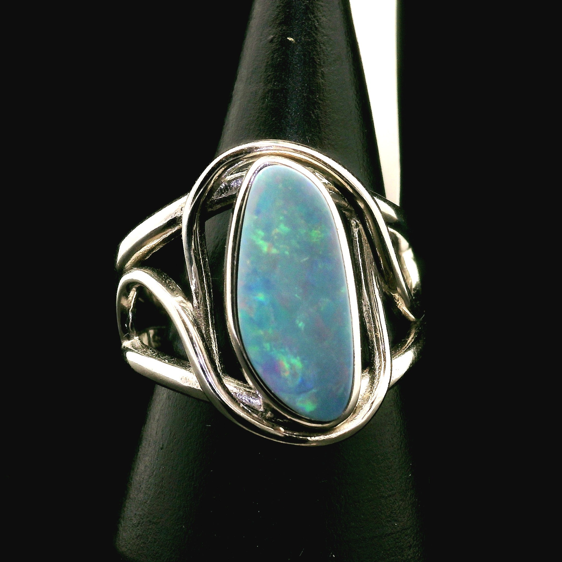 Australian Opal Cuff Ring .925 Silver for Joy and Self Discovery