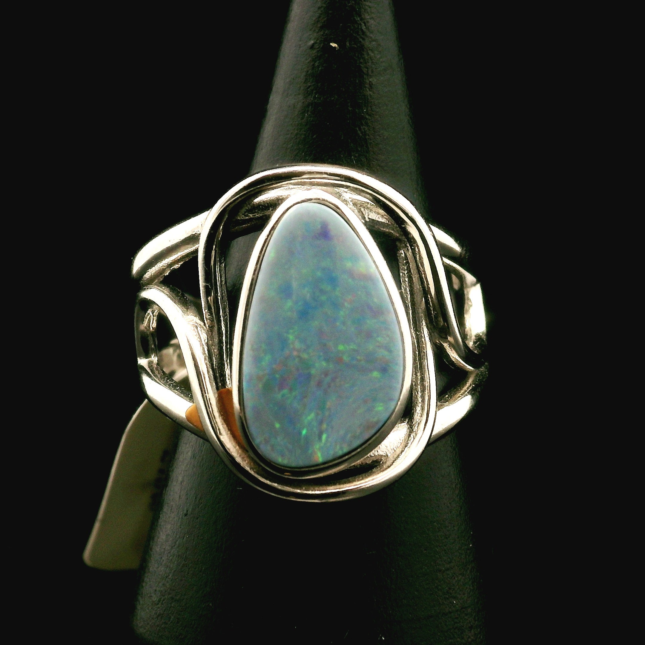 Australian Opal Cuff Ring .925 Silver for Joy and Self Discovery