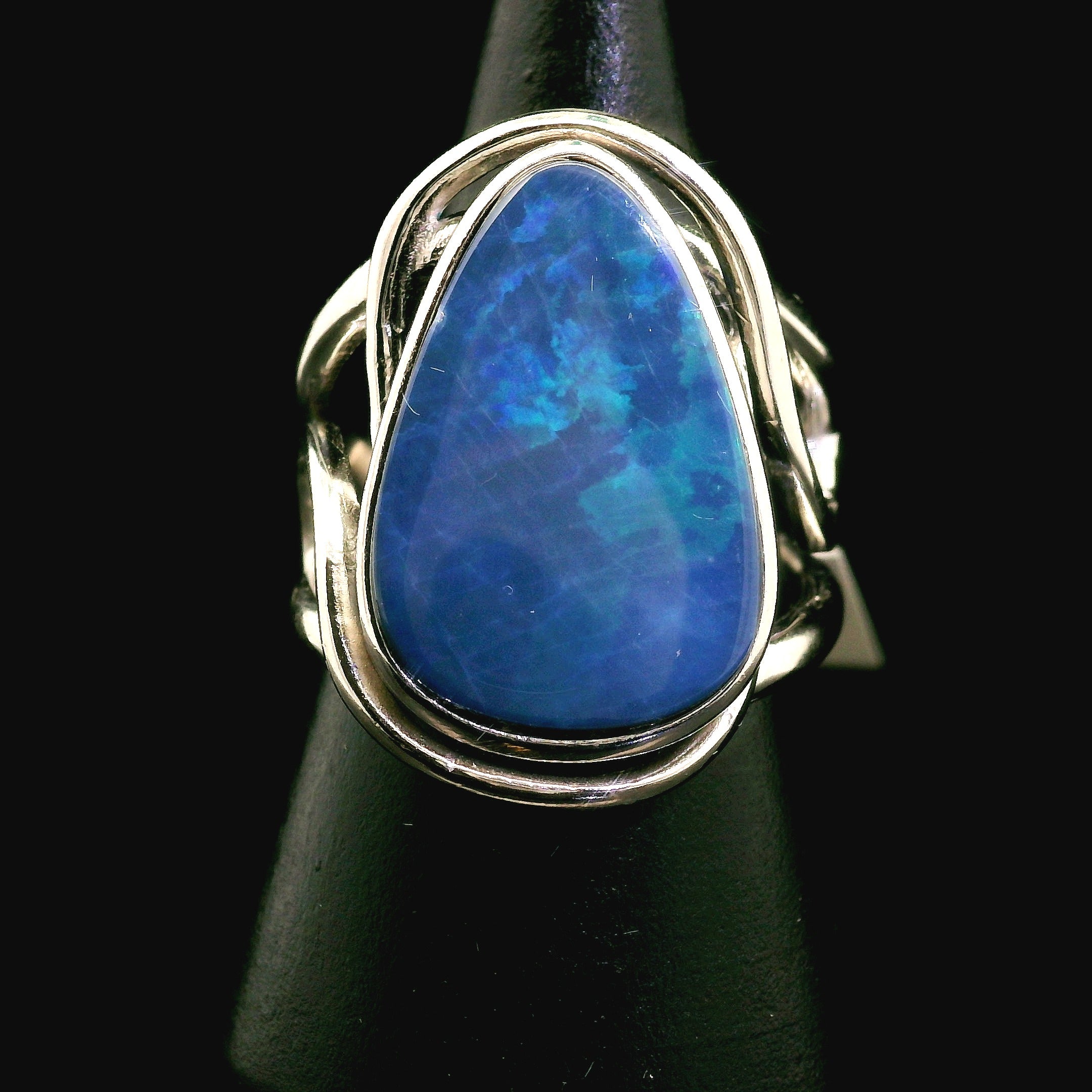 Australian Opal Cuff Ring .925 Silver for Joy and Self Discovery