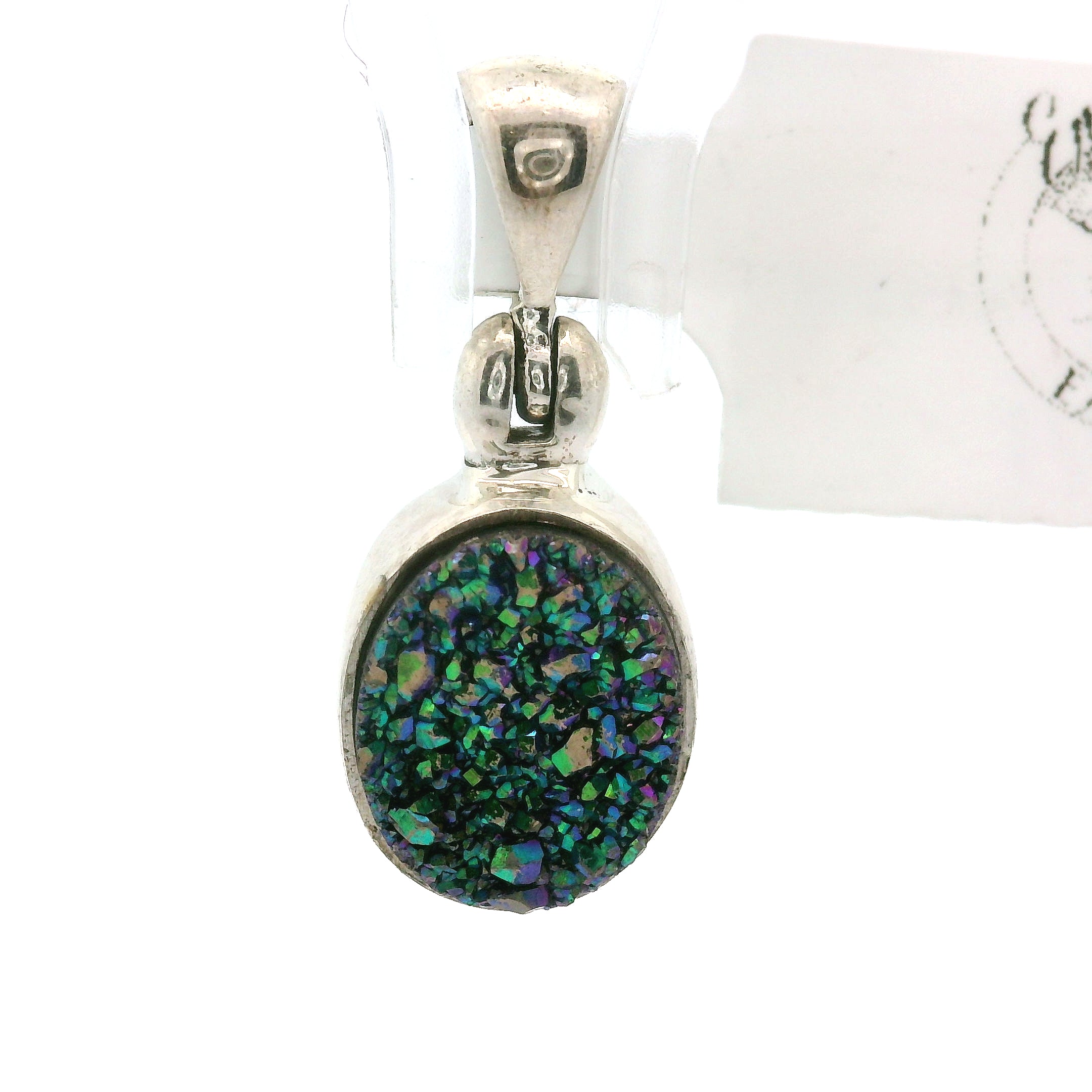 Aura Druzy Pendants .925 Silver for Peace and Soothing Stress